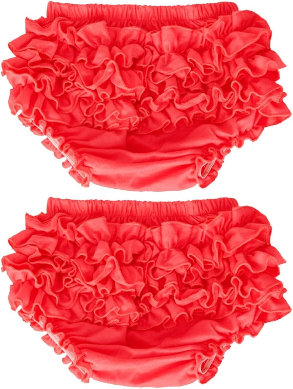 GALPADA Baby Girl Cotton Underpants 2-Pack with Ruffle Lace Back Absorbent Toddler Bloomers Diaper Cover for Everyday Wear and Special Occasions image number 6