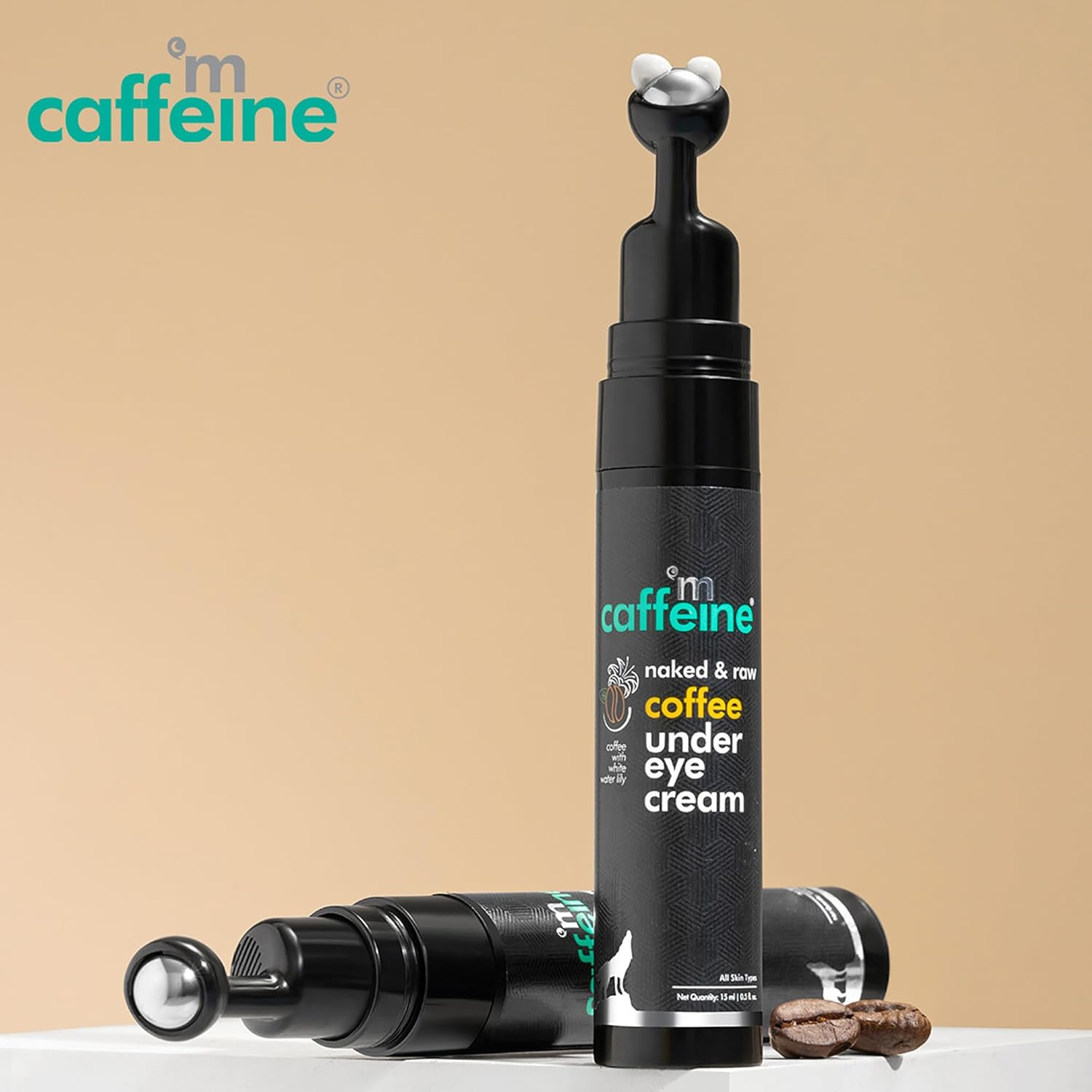 Mcaffeine Coffee under Eye Cream for Dark Circles for Women & Men | Reduction in Dark Circles, Reduces Puffiness & Fine Lines | Easy Application with Cooling Massage Roller | 15Ml image number 3
