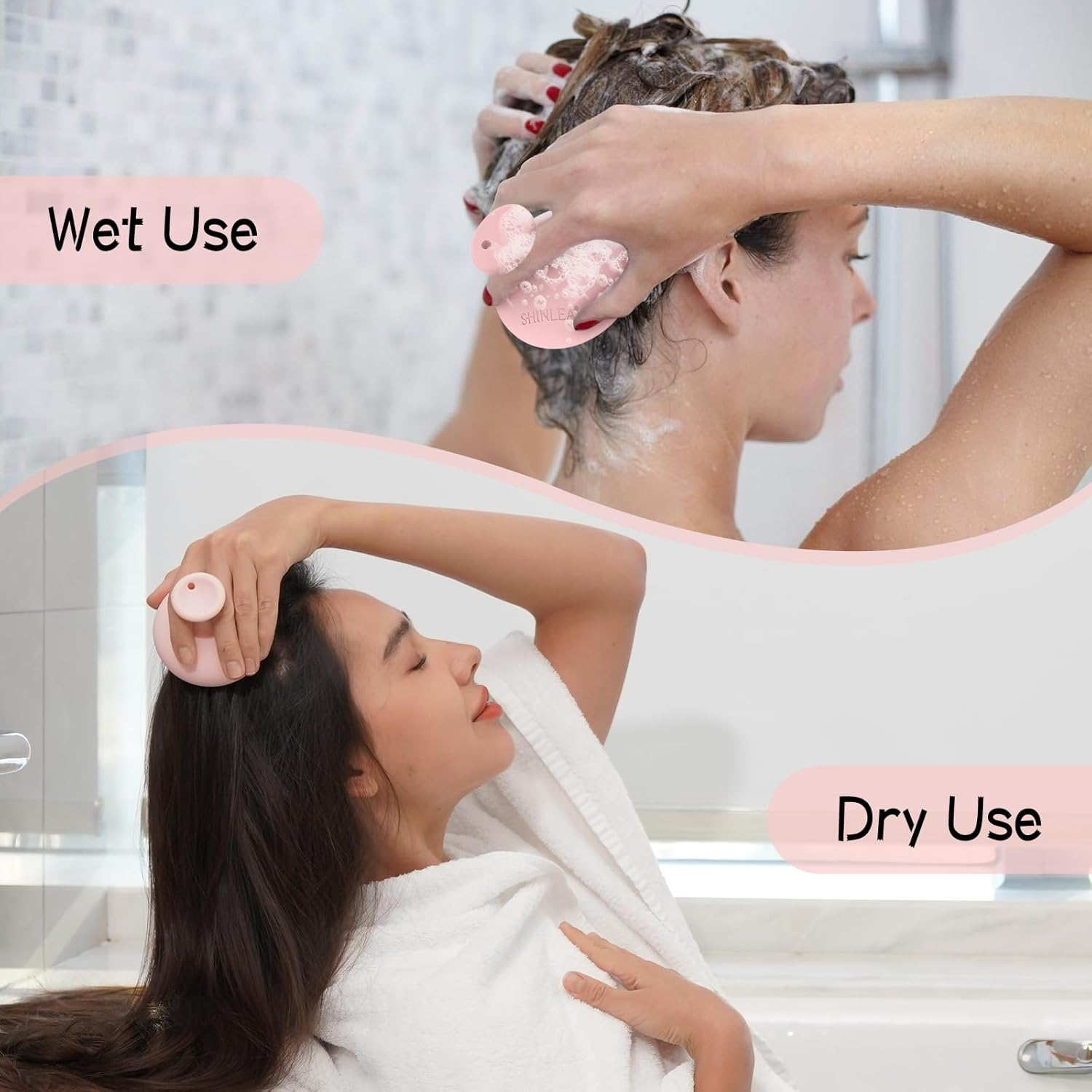 SHINLEA Silicone Scalp Massager Shampoo Brush, a Scalp Brush That Promotes Hair Growth and Removes Dandruff, Double Use of Dry and Wet image number 5