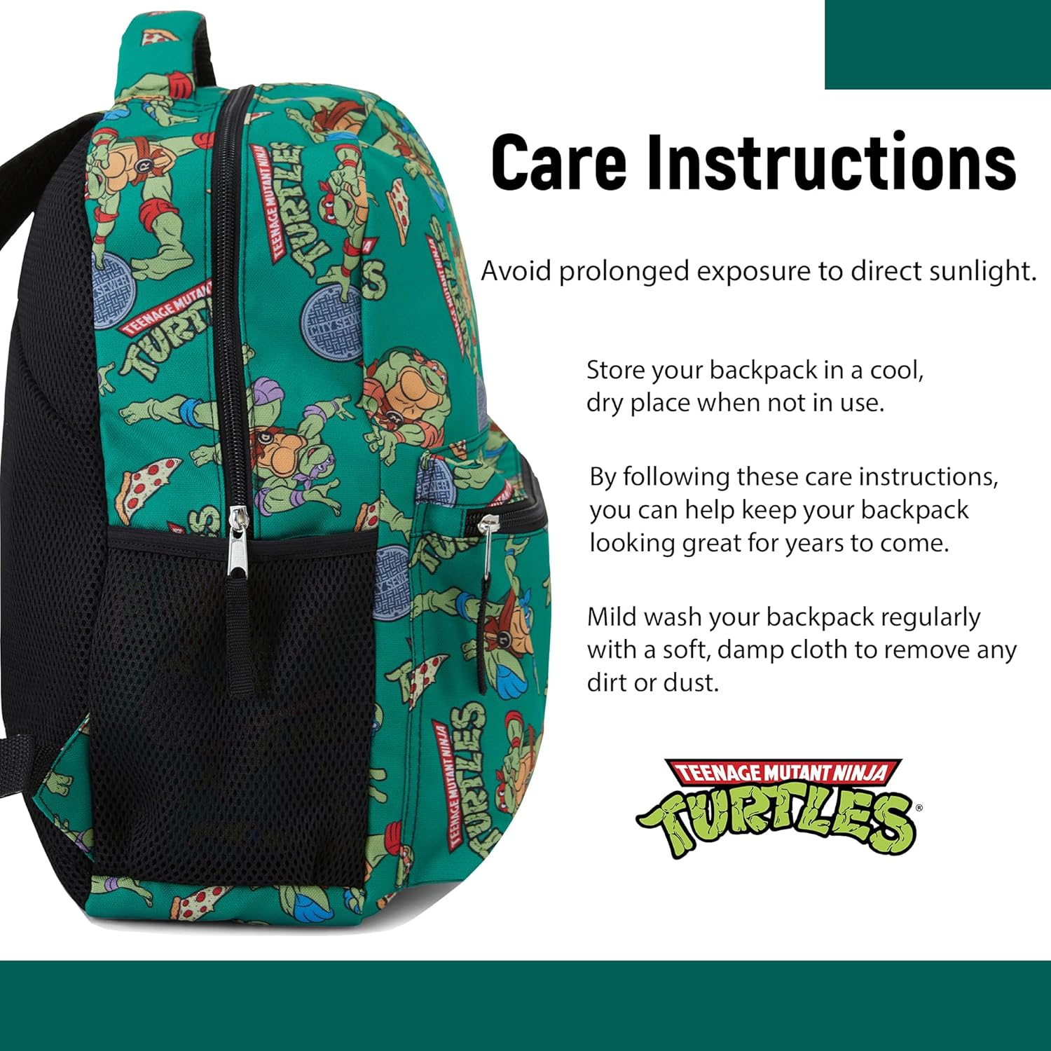 Teenage Mutant Ninja Turtles Backpack - Leonardo, Donatello, Michelangelo & Raphael - Officially Licensed TMNT School Bookbag image number 6