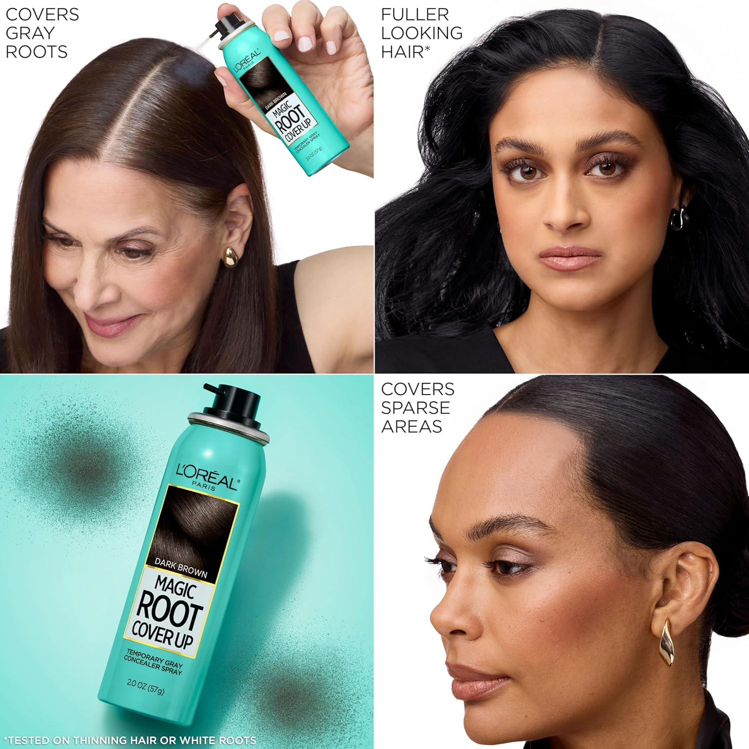 L'Oreal Paris Magic Root Cover up Temporary Gray Concealer Spray, Black, 57G image number 4