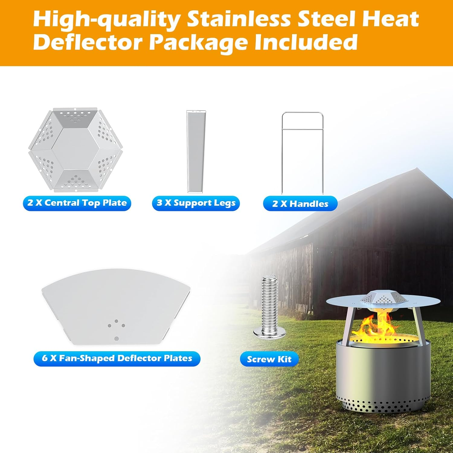 Heat Deflector for Solo Stove Bonfire 19" Accessories Stainless Steel Heat Diffuser for Firepit Captures and Redirects Warmth with Handle and Legs for Outdoor