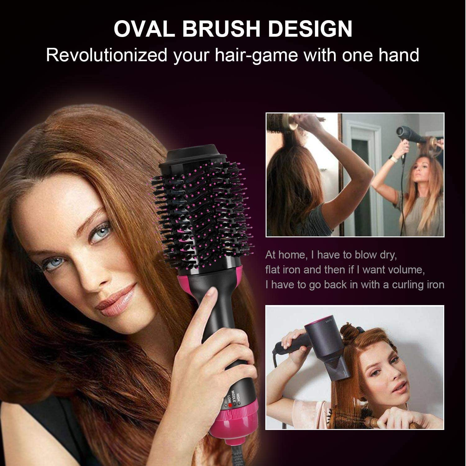 AU Plug One Step Hair Dryer and Volumizer, Mankami 3 in 1 Hot Air Brush Hair Dryer Brush Anti-Scald Negative Ion Hair Straightener Brush Comb Curler Styler for All Hair Types image number 4