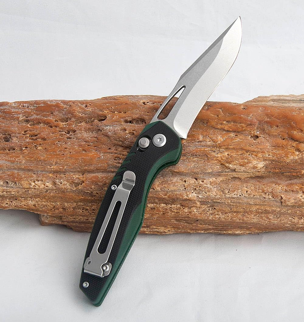 SAMFUNG Pocket Folding Knife, 3.1&rdquo; D2 Steel Blade, G10 Handle, Small EDC Knife with Pocket Clip for Everyday Carry Great Gifts for Men Women (Black + Green) image number 6