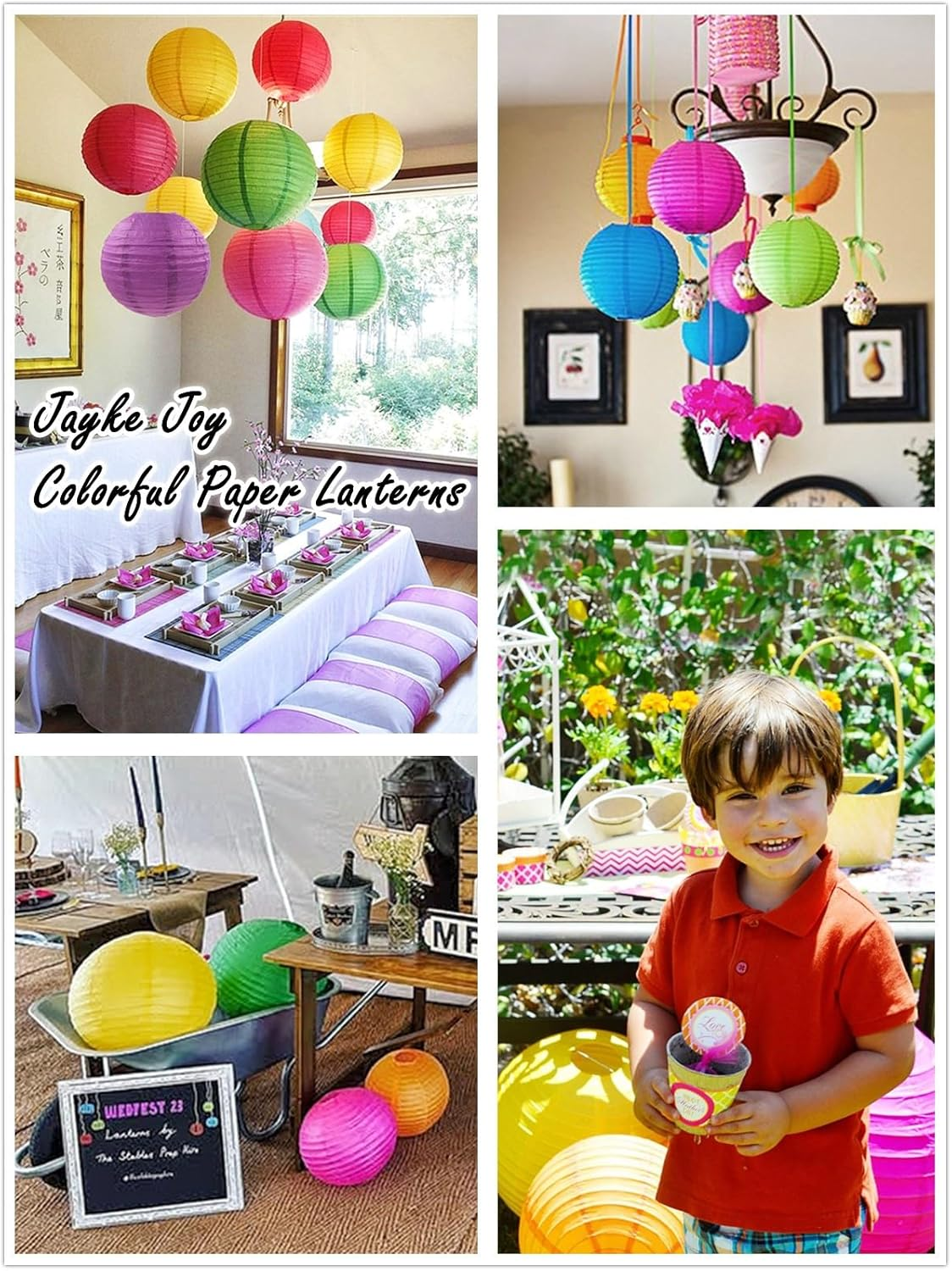 15Pcs Colorful Paper Lanterns Multicolor Hanging Ball Lanterns for Birthday Wedding Bridal Baby Shower Home Office Classroom Outdoor Indoor Party Decoration (6 Inch) image number 6