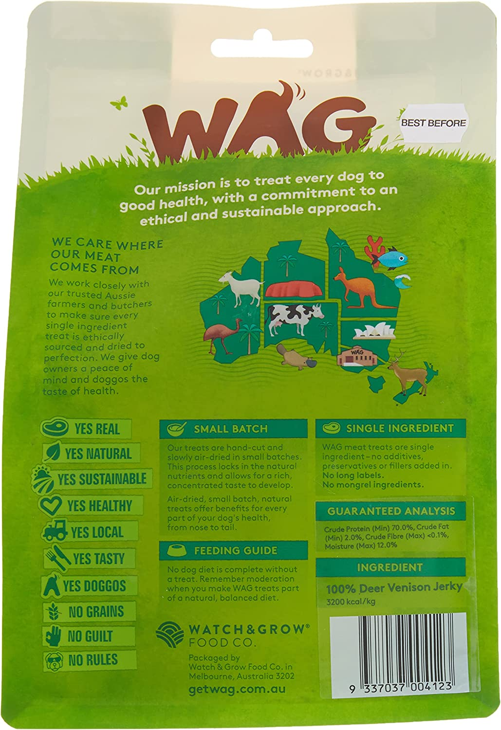 Venison Jerky 200G, Grain Free Hypoallergenic Natural New Zealand Made Dog Treat Chew, & Breeds image number 4