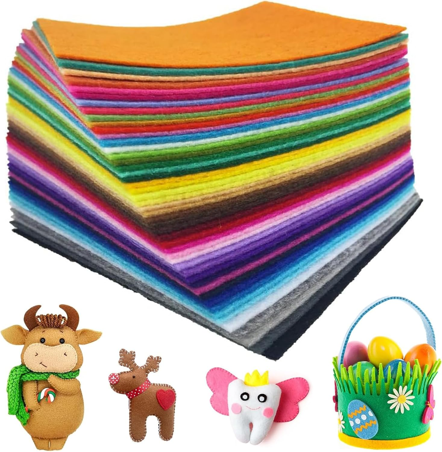 80 PCS Felt Fabric Non-Woven, 40 Colors Felt Fabric Sheets, Super Soft Craft Felt Squares, Scrapbooking Patchwork Sewing Felt, Pre-Cut Felt Fabric Sheet for Craft Work DIY Patchwork Sewing (15X15Cm) image number 1