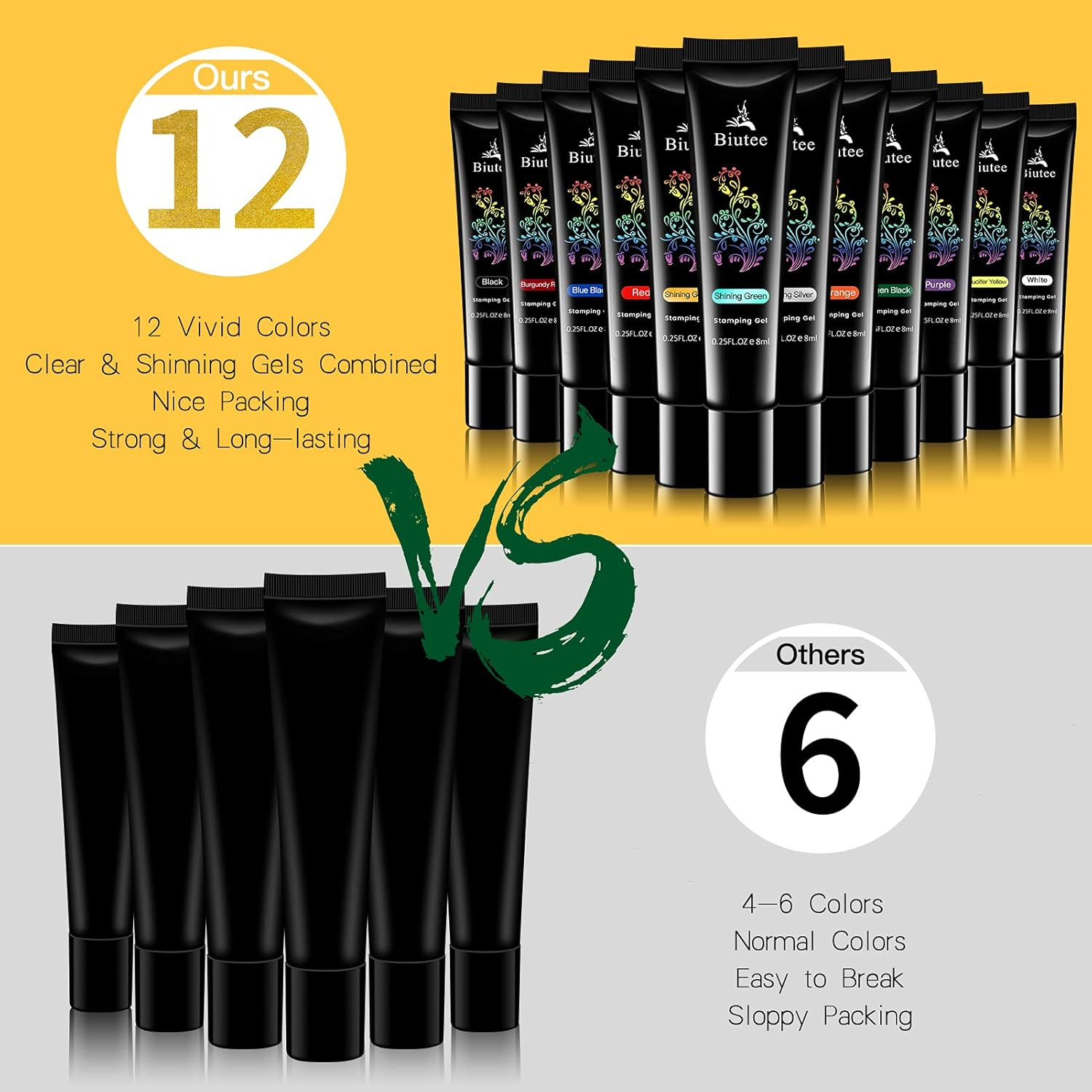 SEISSO Stamping Nail Polish Gels, 12 Colors Stamping Gels Black White Glitter Green/Silver/Golden for Nail Stamp Plate Stamper image number 4