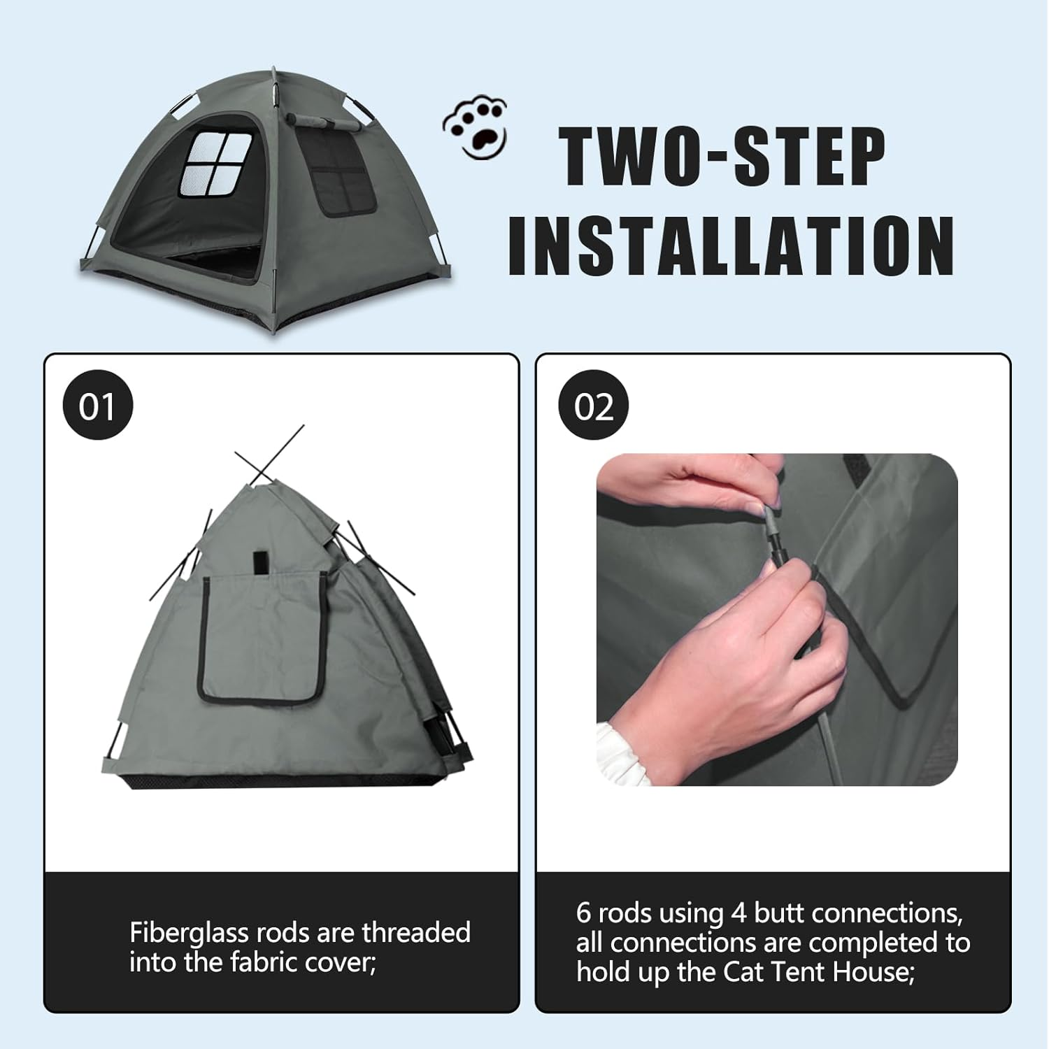 Nockovi Cat Tent House、Cat'S Nest, Portable Indoor/Outdoor Pet Tent House for Cats, Puppies and Other Small Animals (Cat Tent&middot; Grey, Small) image number 1