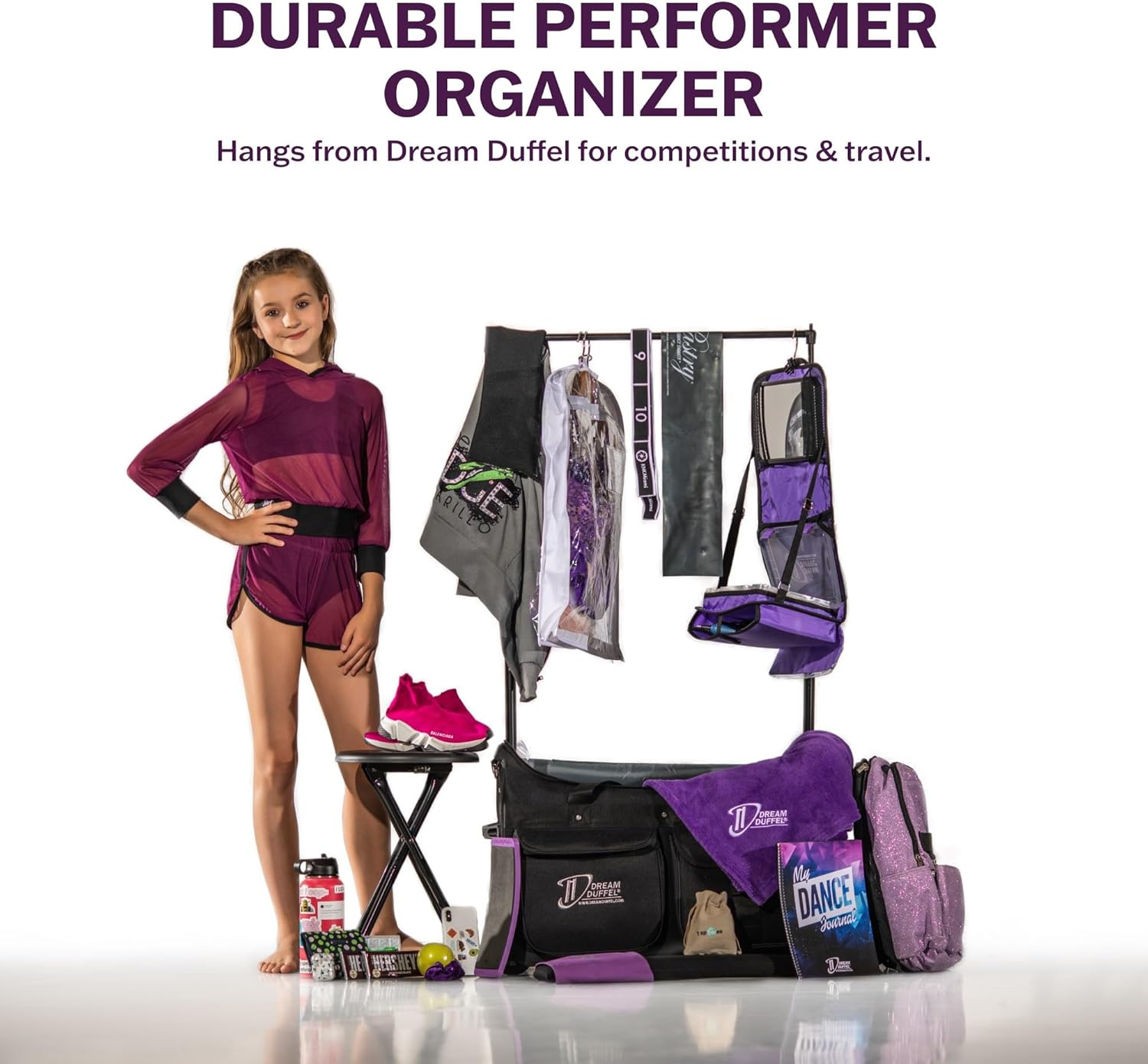 Dream Duffel Attitude Hanging Accessory Case, Black Makeup & Hair Organiser with Mirror, Travel Toiletry Storage Bag image number 3