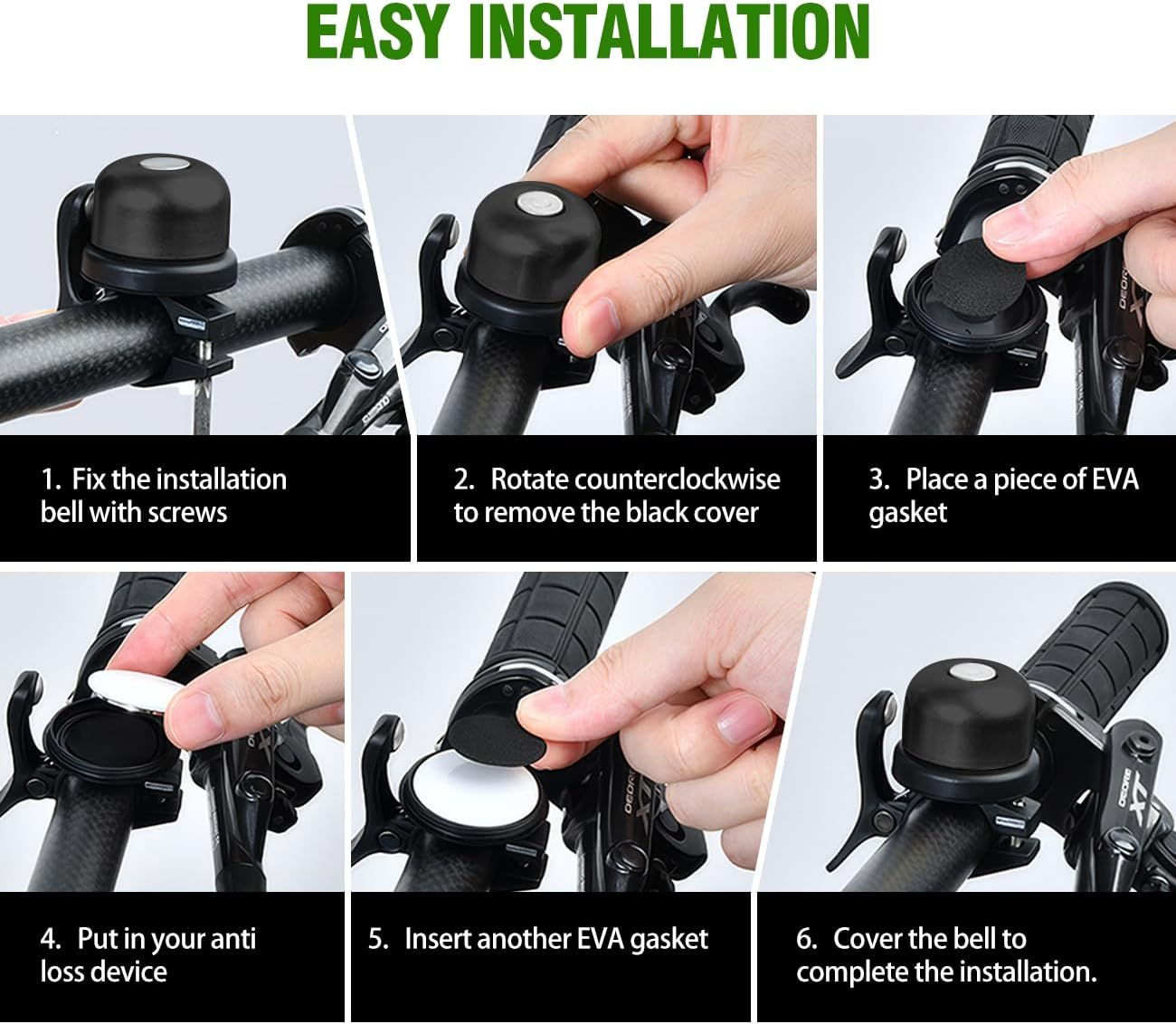 Airtag Bike Bell,Hidden Bicycle Brass Bell,Waterproof Anti-Theft Anti-Corrosion for 22.2Mm Handlebar,Bicycle Bell with Loud Sound,Cycling Equipment the Cyclists Black(Airtag Not Included) image number 5