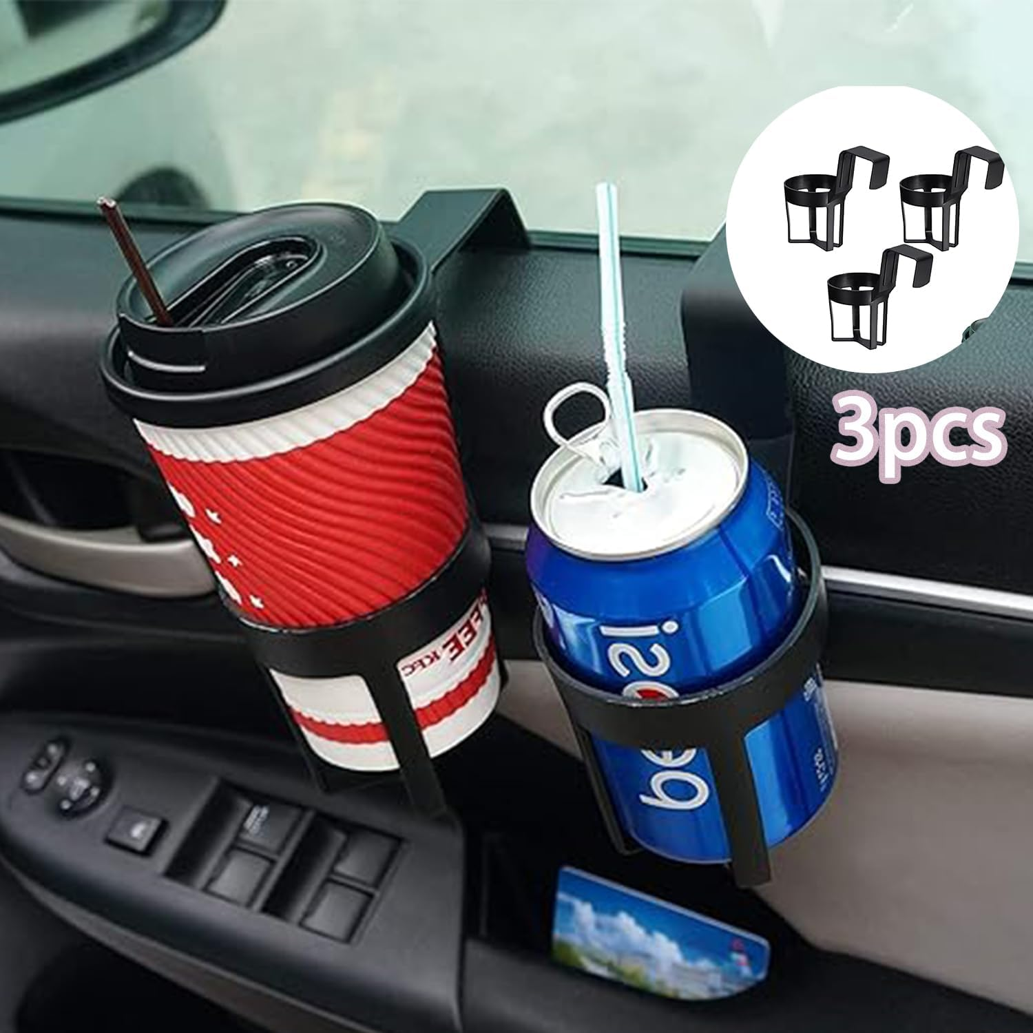Roczential 3Pcs Car Truck Rack Water Cup Holder Bottle Drink Holder Car Interior Door Window Mount Bracket Auto Drink Bottle Stand image number 1