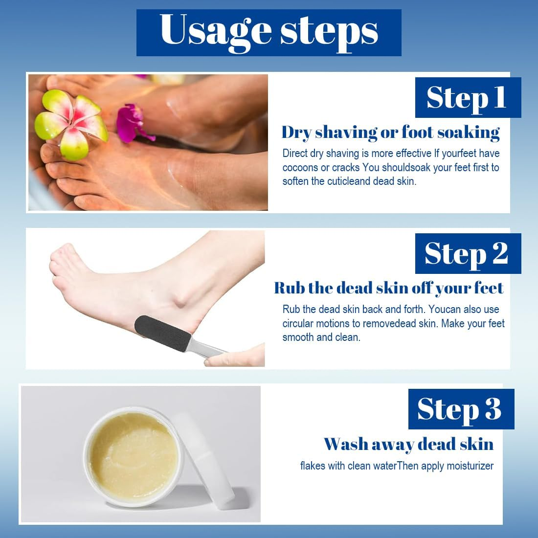 JEYORZY Foot File, 1 X Stainless Steel Callus Remover Double-Sided and 20 Replacement Sandpaper, for Hardened or Dry Skin, Callus File, Foot Care, Callus Remover for Hand and Foot image number 3