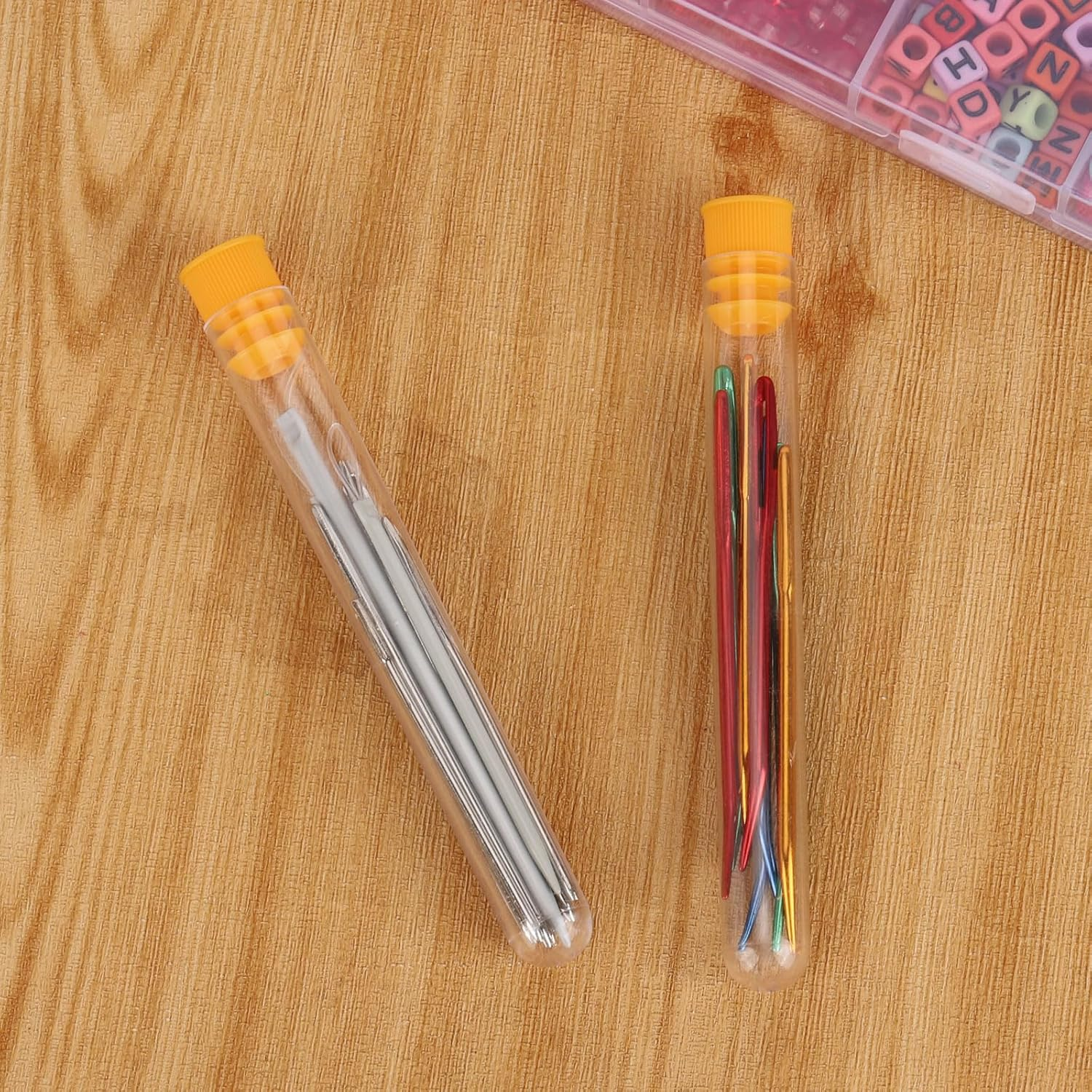 BTYMS 20Pcs Sewing Needles Tools Kit - 8 Curved Blunt Needles + 9 Multi-Size Hand Knitting Needles + 3 Small Stick Needles with Storage Bottle, Handmade Sewing and Mending Tools Set image number 6