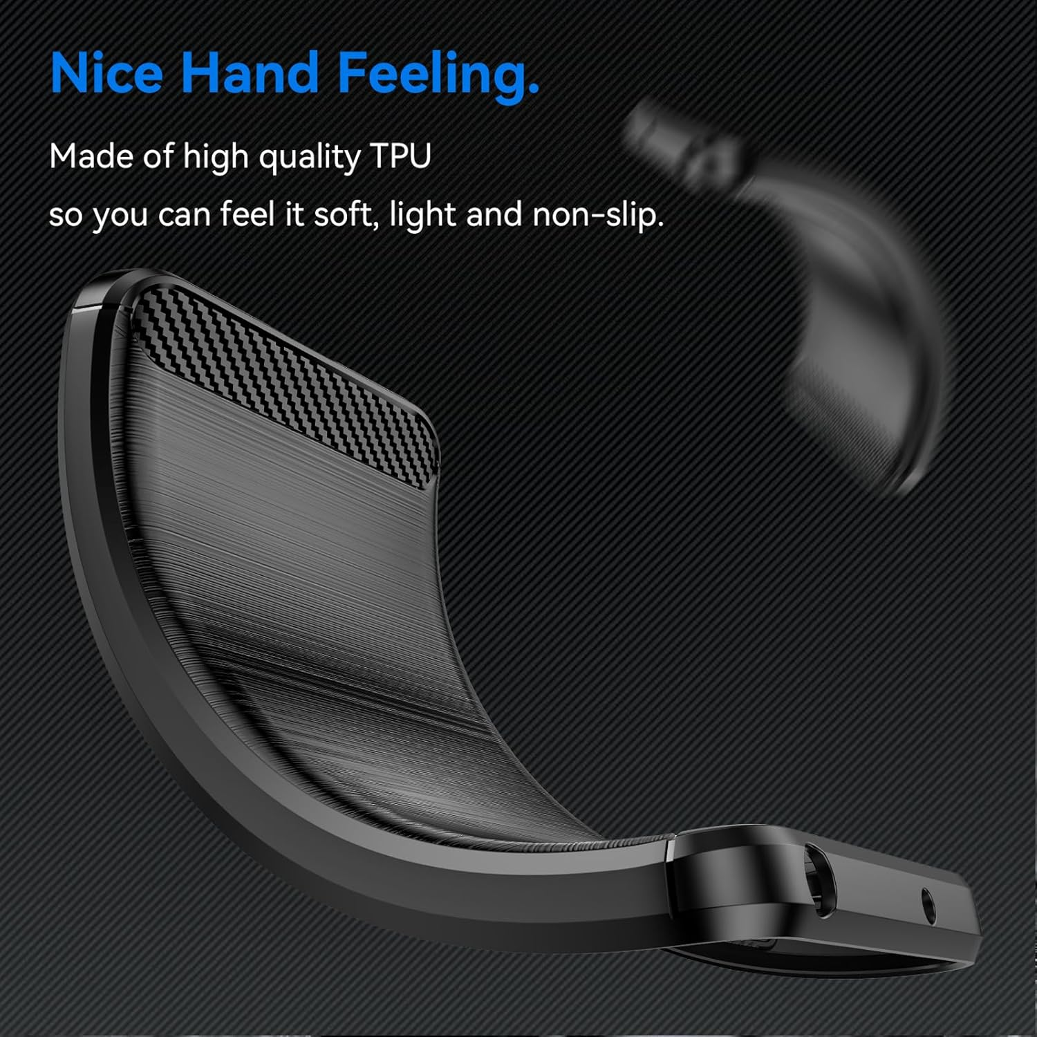  HEYUS Case for Oppo Reno 12 2024, Shock-Absorption Brushed Flexible Soft Carbon Fiber Protective Cover for Oppo Reno 12 2024 - Black image number 4