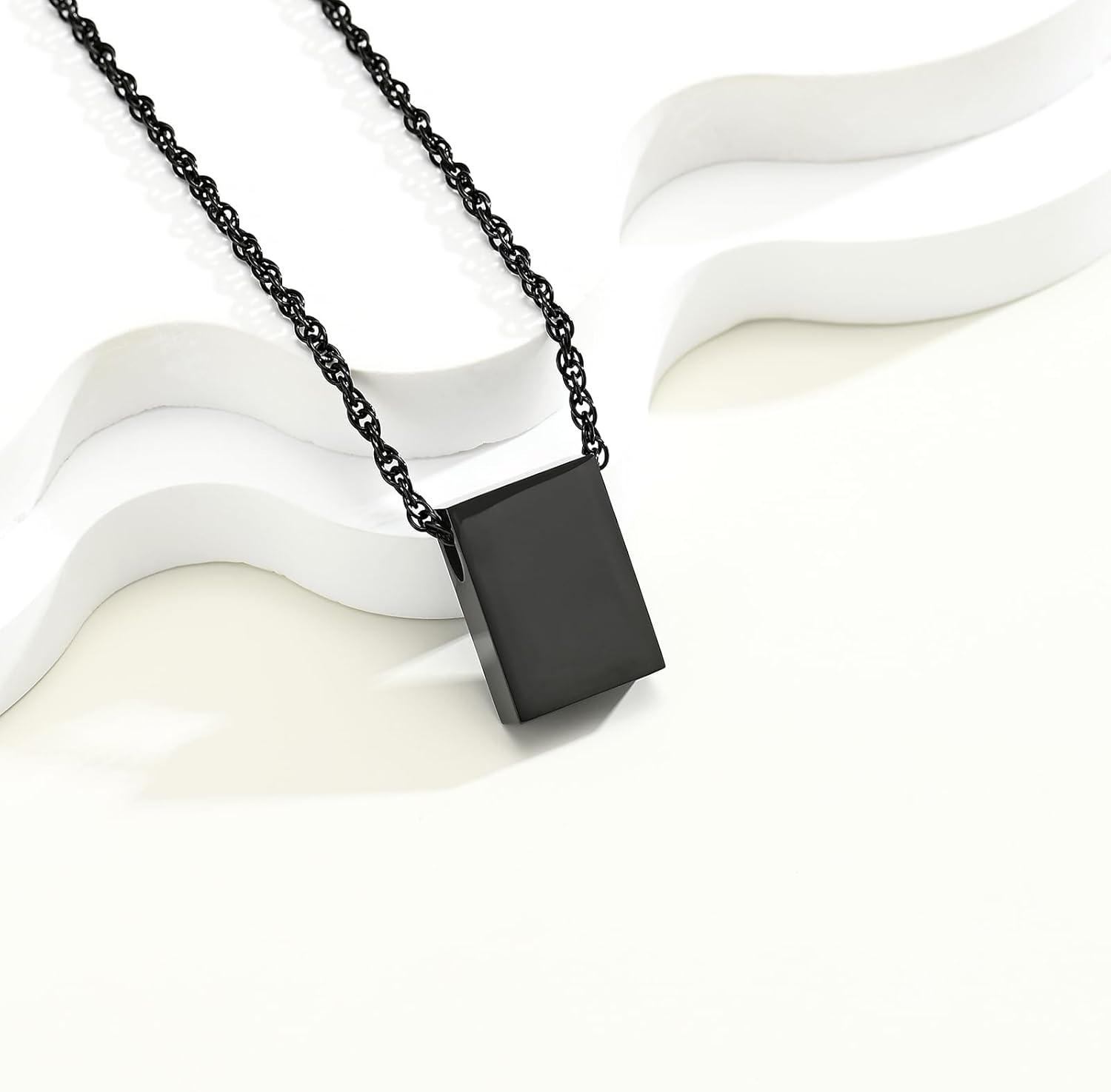 QGJNSGC Cremation Urn Necklace for Ashes Small Rectangle Square Memorial Ash Pendant Keepsake Jewellery Dog Tag Ash Locket for Women Men image number 3