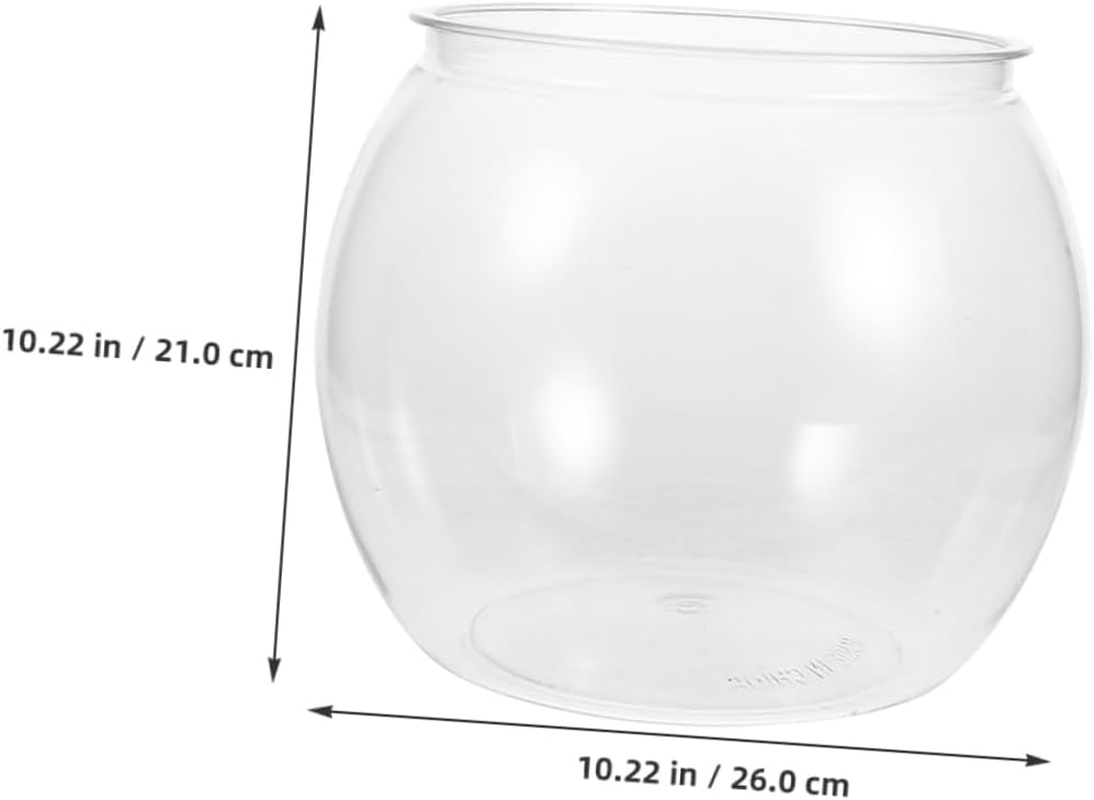 GARVALON Transparent Plastic Goldfish Tank round Desktop Aquarium Bowl for Betta Turtles Small Aquatic Pets Impact Resistant Fish Habitat Decorative Clear Fish Bowl for Office Home image number 3