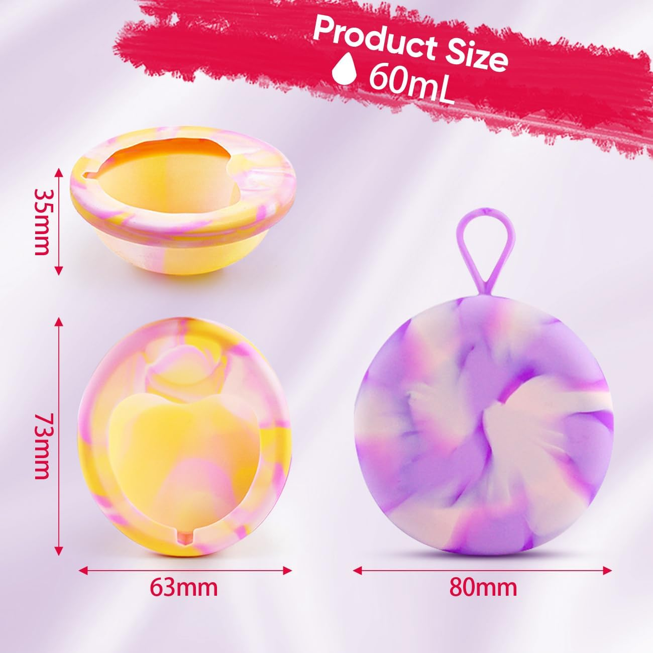 Menstrual Cups,Medical Grade Silicone Thin Fit Menstrual Disc,Large Capacity Menstrual Cup Wear for 12 Hours,Period Disc with Mini Cup Carrier Case,Reusable Menstrual Flow Cup for Women Periods