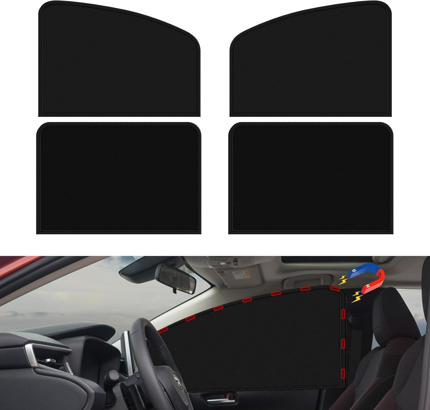 Psler Universal Side Window Sun Shade Magnetic Privacy Blinds Car Blackout Curtain 4PCS for Camping Sleeping Baby Kids