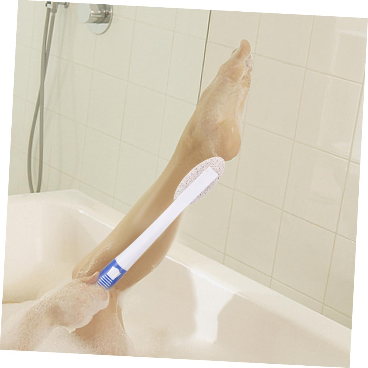 2Pcs Foot Pumice Stone Foot Scrubber Dead Skin Removal Tool Long Handle for Shower and Home image number 5