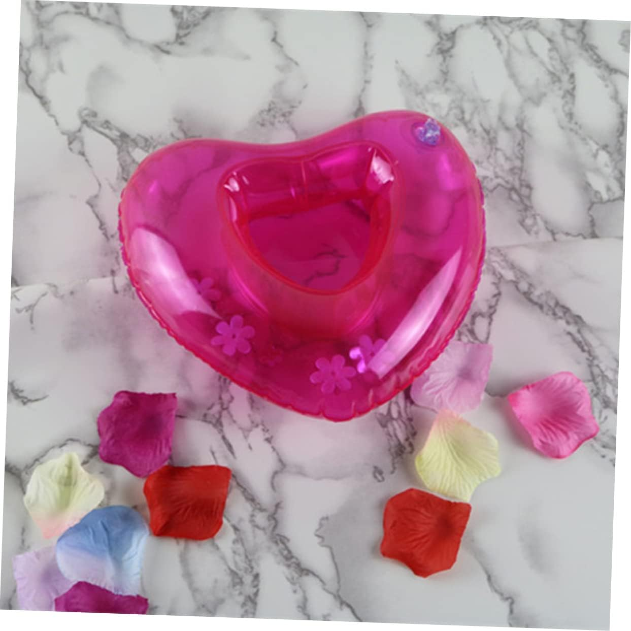 Hohopeti 8Pcs Rosy Inflatable Heart Shape Drink Pads Drink Cup Holder Beach Floating Drink Holder for Summer Party Favors Outdoor Serve image number 3