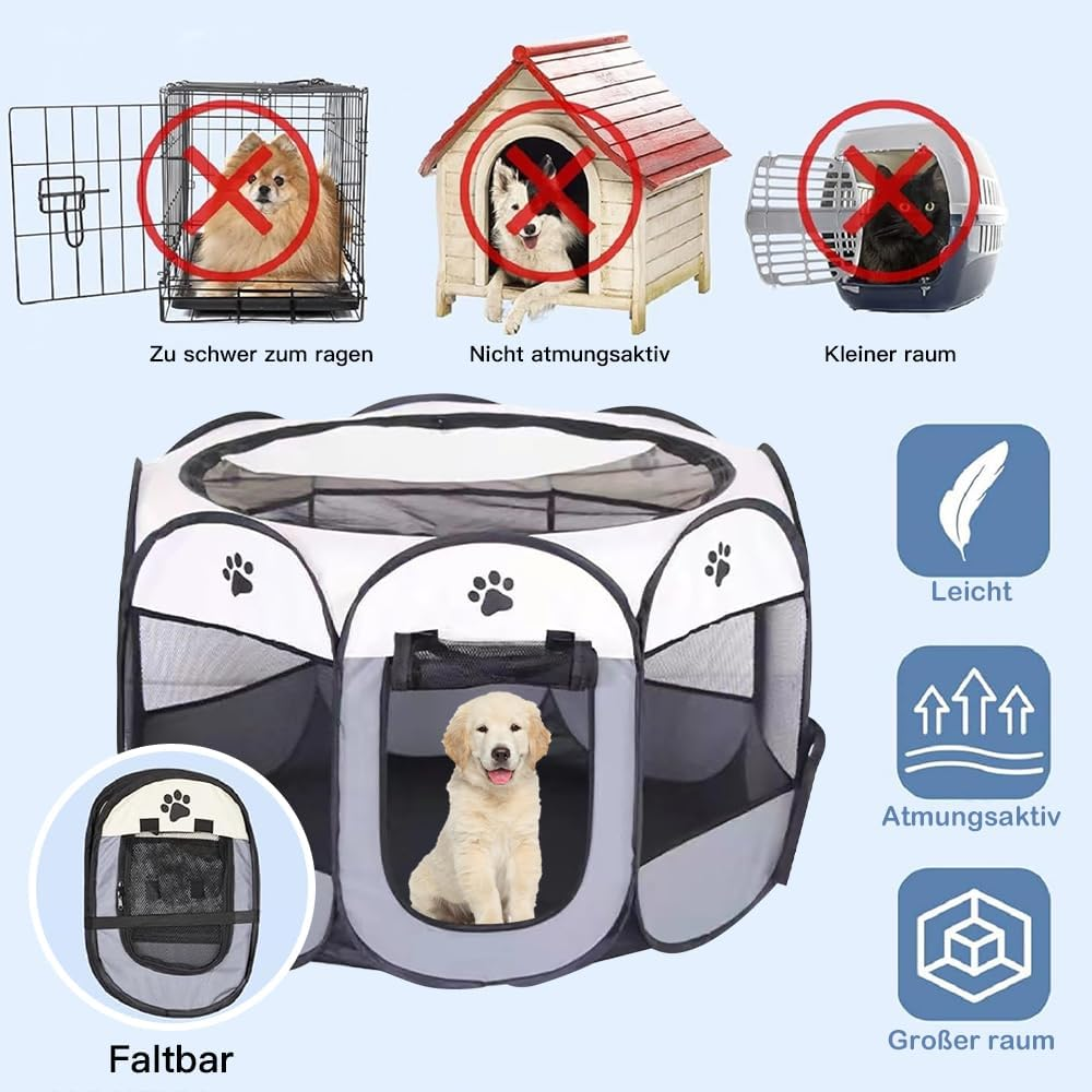 Duscdesp Portable Pet Dog Fence, Playpen Dog Products for Indoor and Outdoor Use, Waterproof Oxford Cloth Puppy Playpen, Suitable for Small Cats, Dogs, Rabbits (S-Blue) image number 1