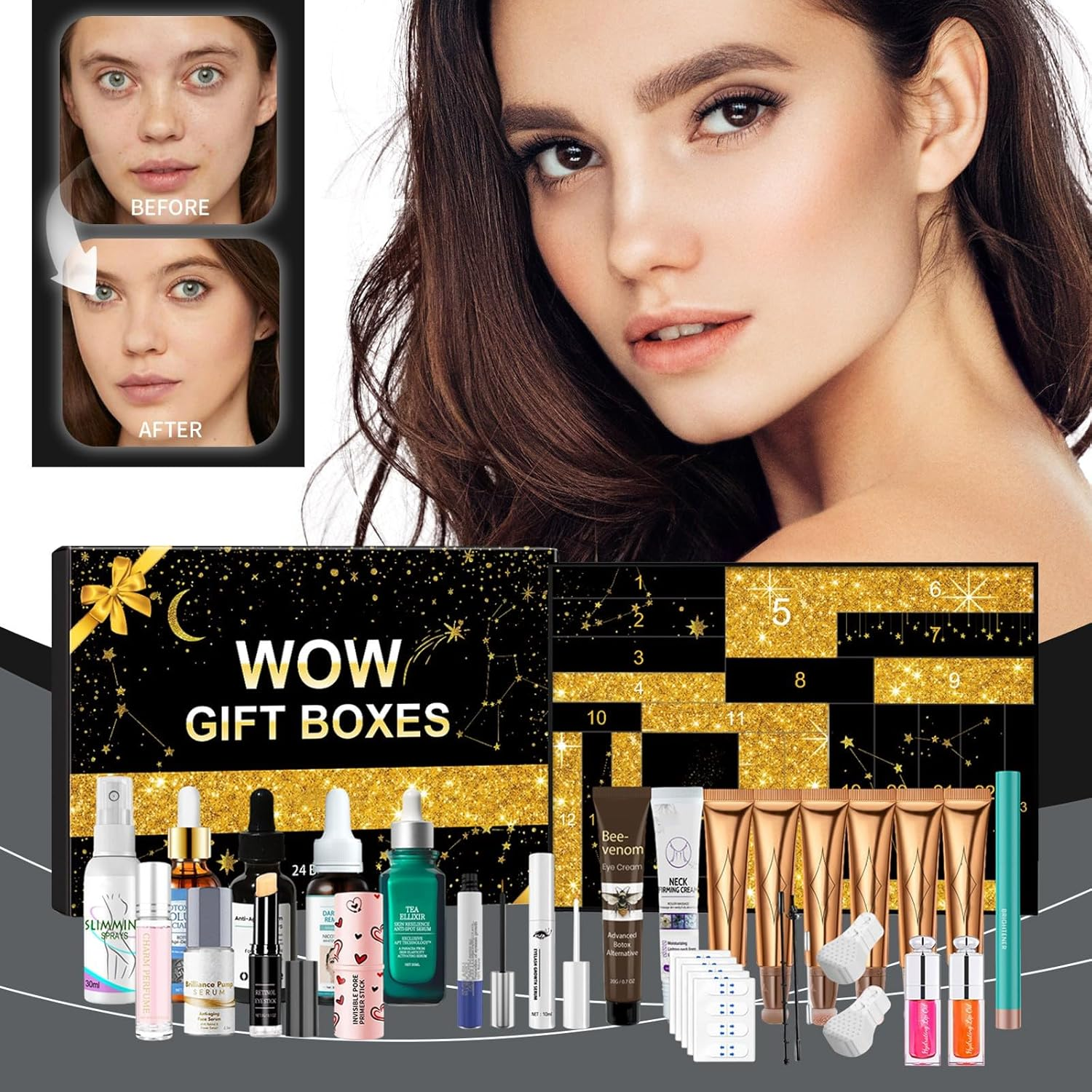 Makeup Set Advent Calendar 2024 for Women, Advent Calendar Beauty, Makeup Set Advent Calendars, 24 Days Christmas Countdown Calendar (2-B) - 2-B image number 4