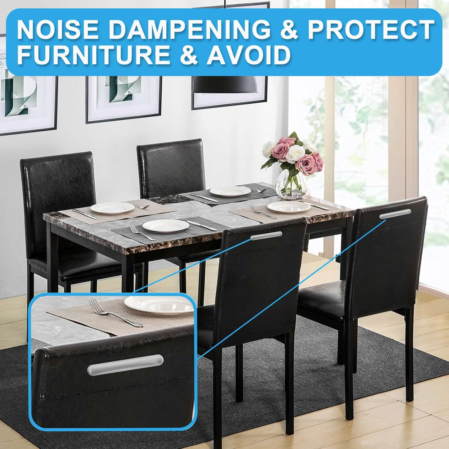 50Pcs Cabinet Door Bumper Strips Clear Table Top anti Slip Pad Furniture Rubber Bumpers Pads Self Adhesive Cupboard Door Frame Glass Top Bumper for Drawer Furniture Sliding Door Cabinet image number 4