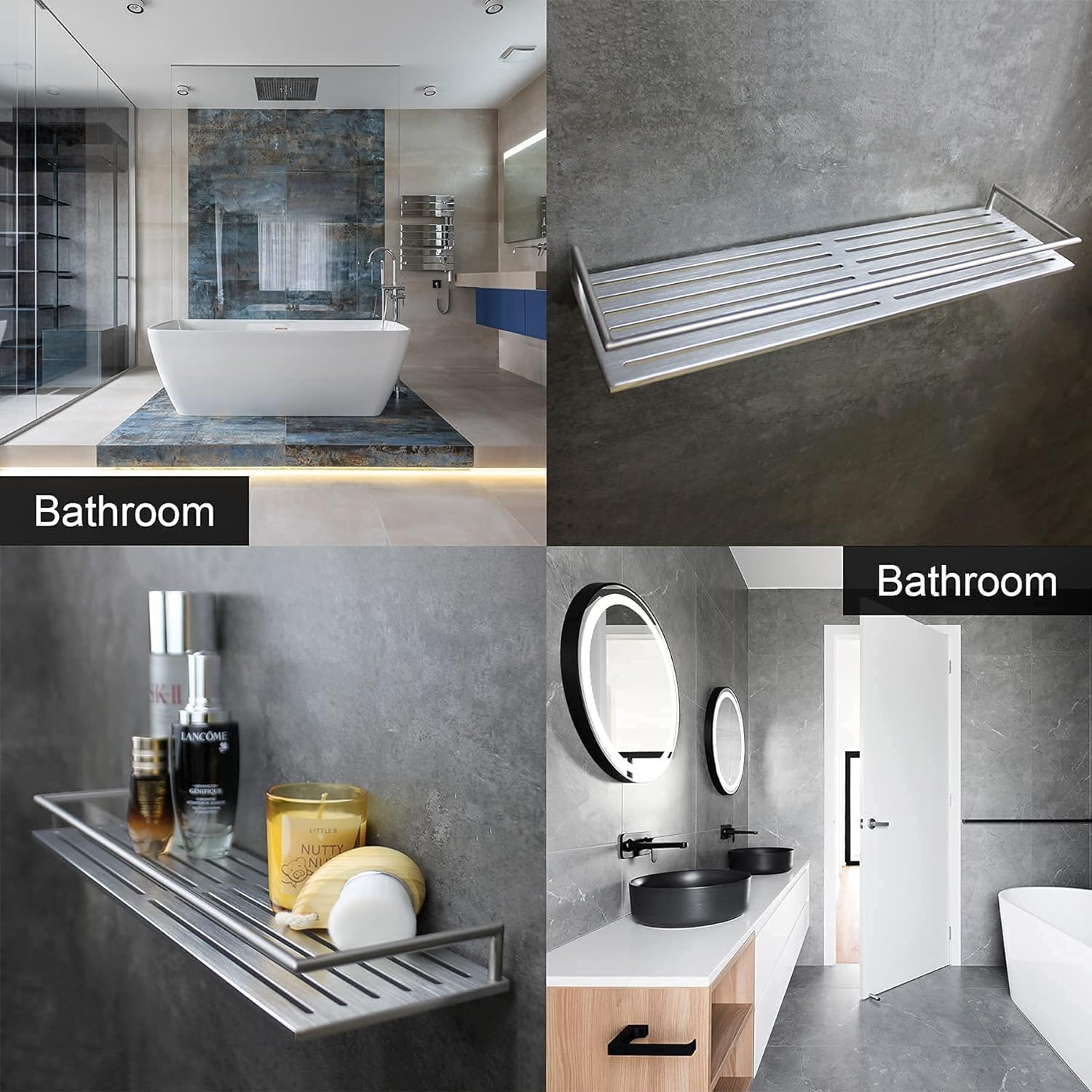 Frafuo Shower Caddy Corner Shelf for Bathroom Storage 300Mm Aluminum Brushed Wall Mount Bathroom Shelf over Toilet Storage Rustproof Kitchen Storage image number 6