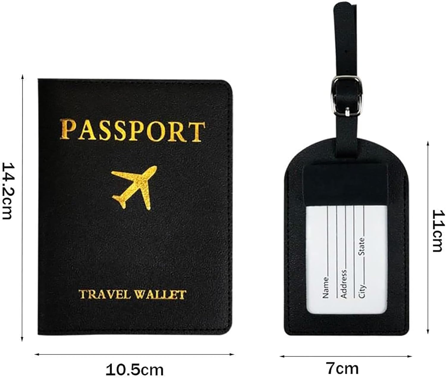 House of Quirk Luggage Tag and Passport Protector Set, Plane Pouch Passport Suitcase Identification Leather Tag Luggage Tags for Children School Bag (Brown) - Brown image number 5