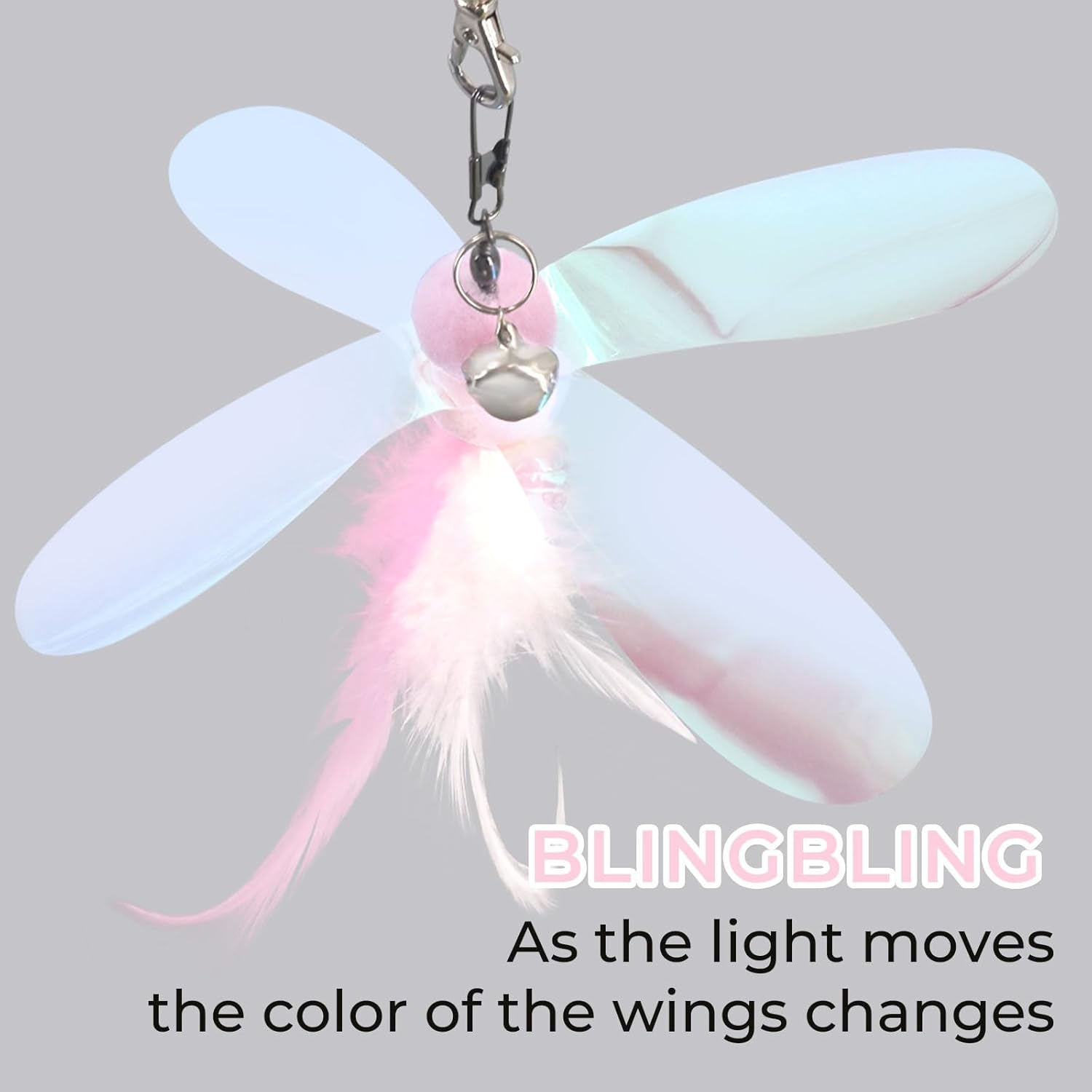 SONGWAY Cat Toy Wand Replacement - 6 Pieces Cat Toys, Cat Feather Toy Refills, Cat Teaser Wand Attachments, Interactive Cat Toys for Indoor Catspink image number 1