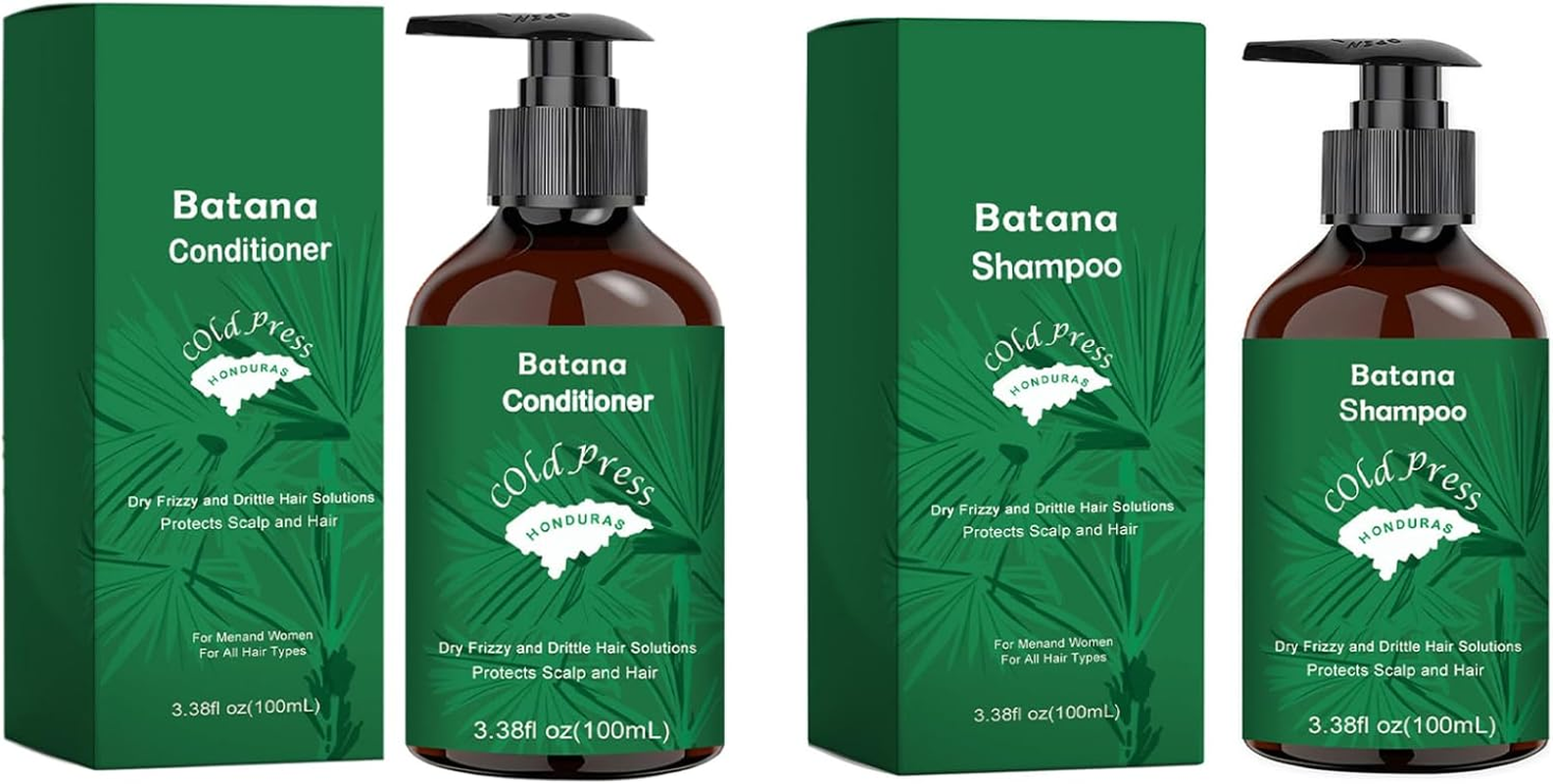 Linjinx Shampoo and Conditioner Set with Batana Oil for Moisturized Soft Hair Women Men Strengthening Care Green Conditioner One Size