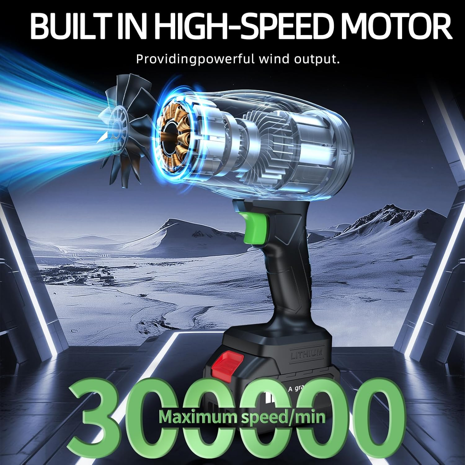 Electric Cordless Leaf Blower, 150000RPM Handheld Leaf Blower 2 X 1.5Ah Batteries and Charger Included, Lightweight Leaf Blowers for Patio Cleaning, Lawn Care, Blowing Leaves and Dust image number 6