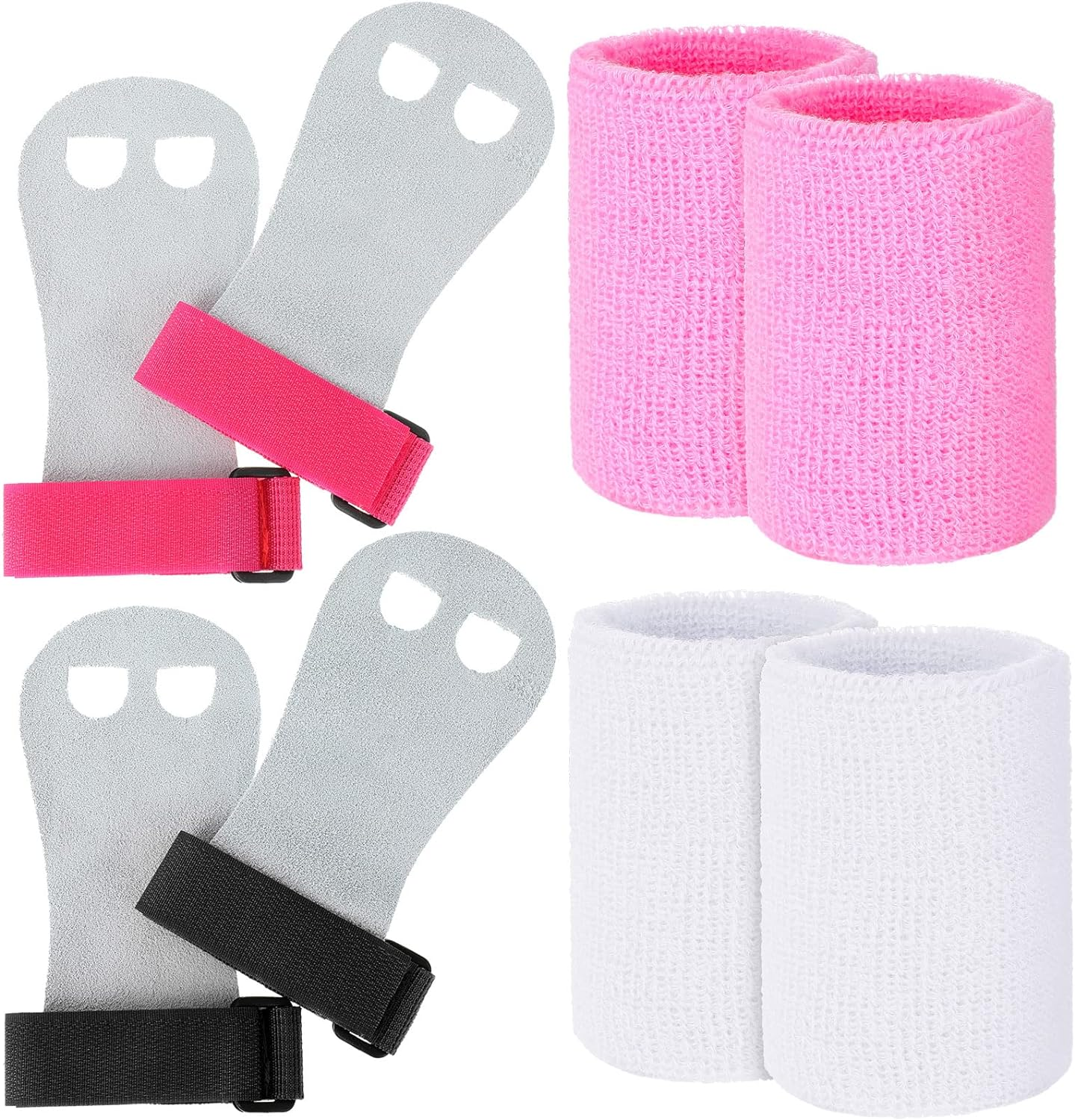 2 Gymnastics Grips Wristbands Sets for Kids Youth, Palm Protection and Wrist Support Sports Accessories for Workout Exercise