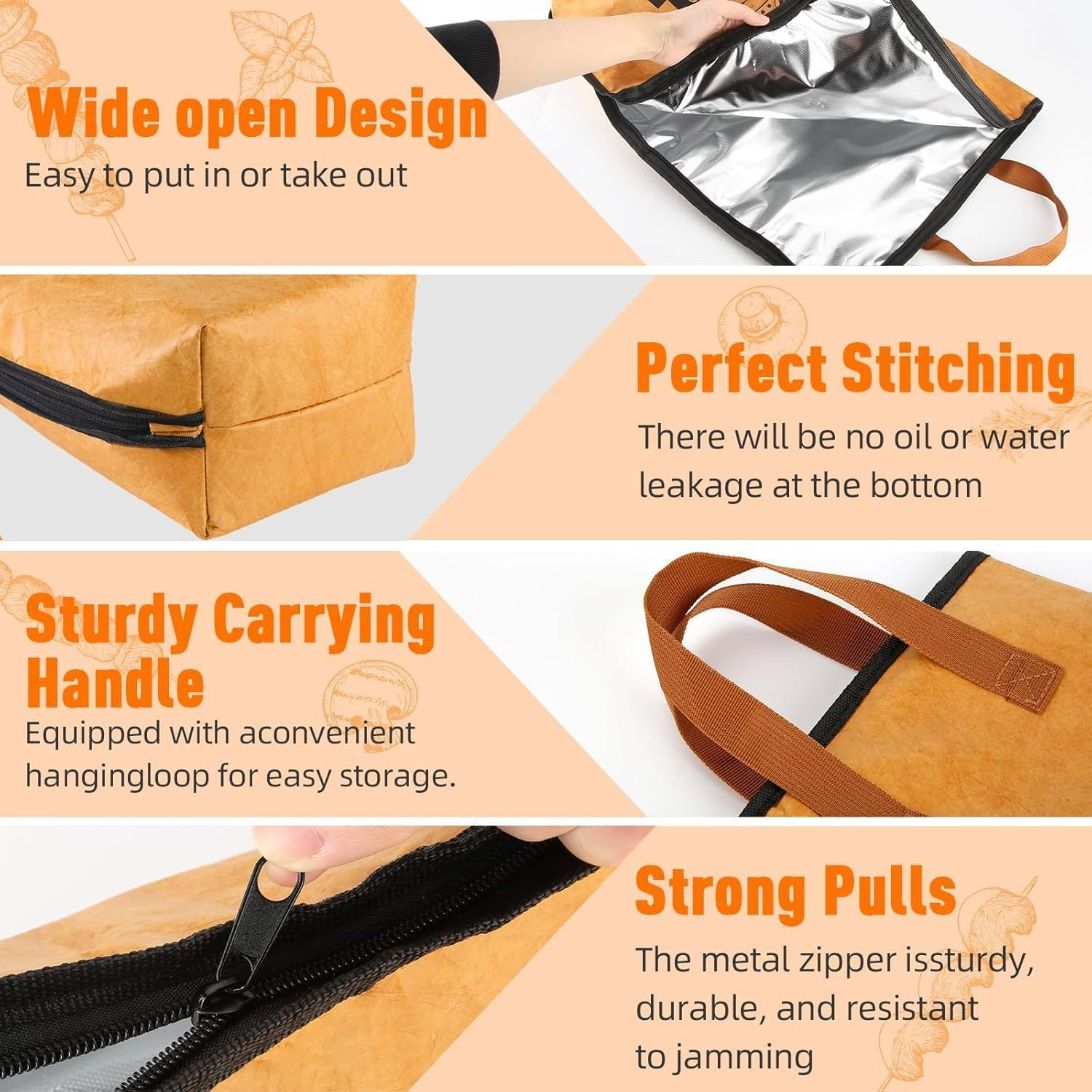 BEANPRECOY BBQ Blanket for Resting Meat Compatible with Traeger Smoker Grill Reusable Pellet Smoker Meat Insulated Resting Bag with Wide Mouth for Large Brisket/Beef Gifts for Men Him Dad image number 2