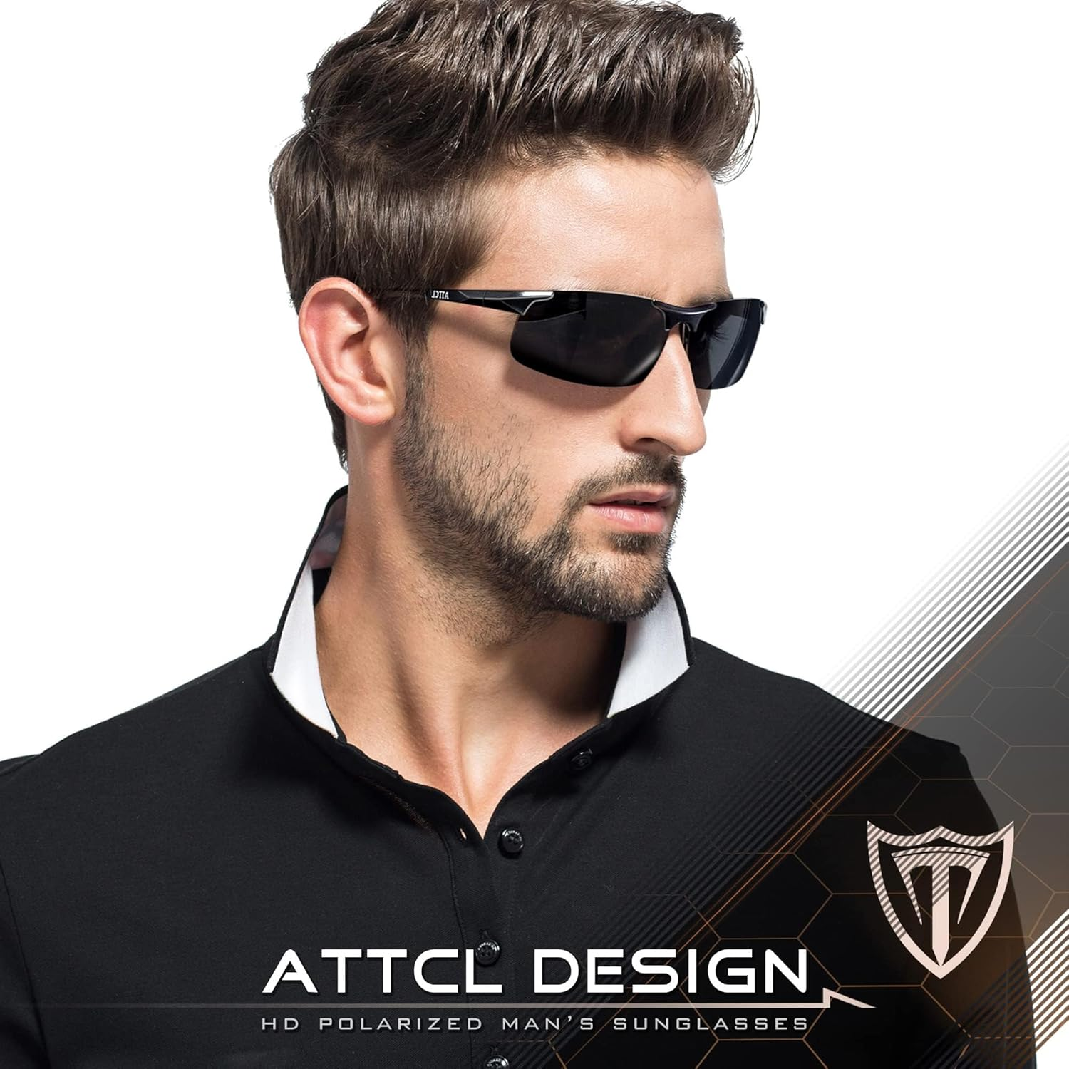ATTCL Polarized Sports Sunglasses for Men: UV400 Protection Sunglass Al-Mg Metal Ultralight Frame Sun Glasses for Driving Fishing image number 3