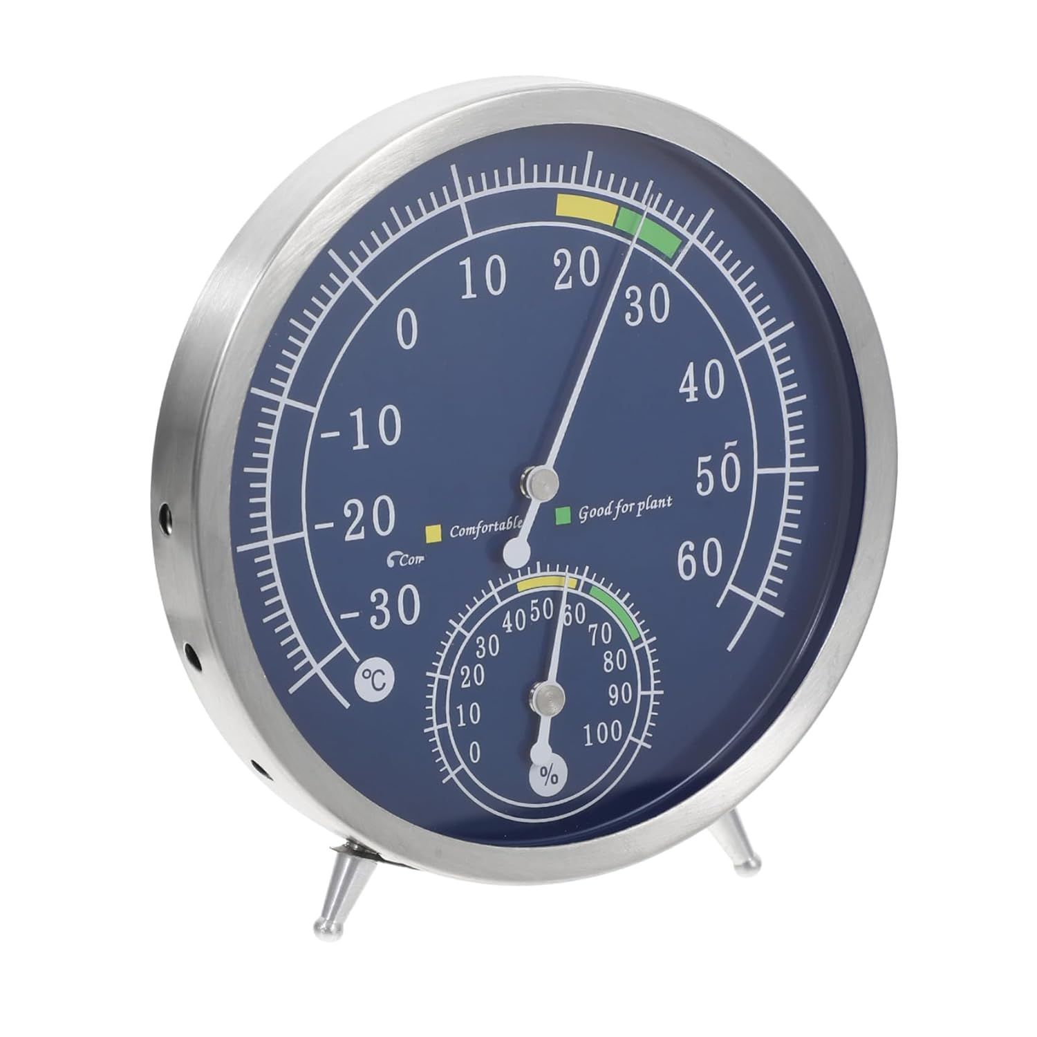 High Precision Stainless Steel Indoor Outdoor Thermometer Hygrometer with Pointer Type Display Temperature Humidity Gauge for Home Tabletop and Wall Mountable Sauna Accessories image number 3