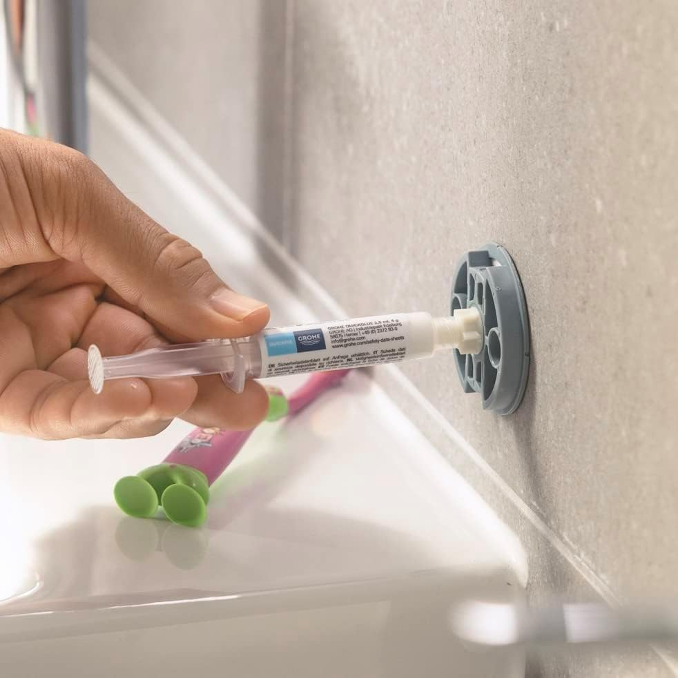 GROHE Adhesive 2 X Bathroom Accessories without Drilling (Suitable for Marble, Tiles, Glass, Plastic, Wood, Metal, Etc., Curing Time 24 Hours, Use 1 Glue per Attachment Point) 2 Pieces, 41128000 image number 3