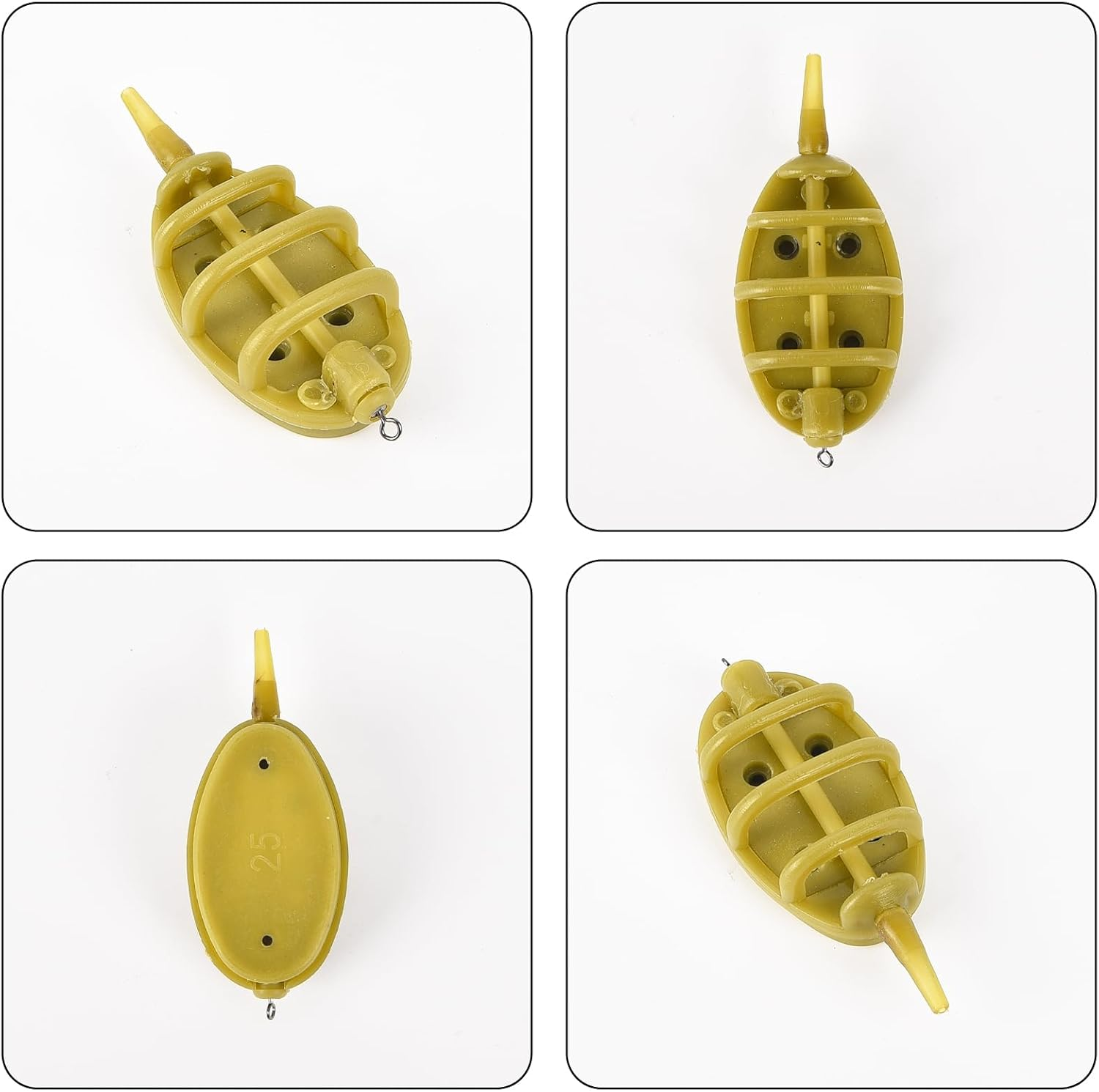 Tophomer Fishing Inline Feeders, Flat Inline Method Feeders with Matching Silicone Mould Set for Carp Feeder Fishing (15G 20G 25G 35G) image number 1