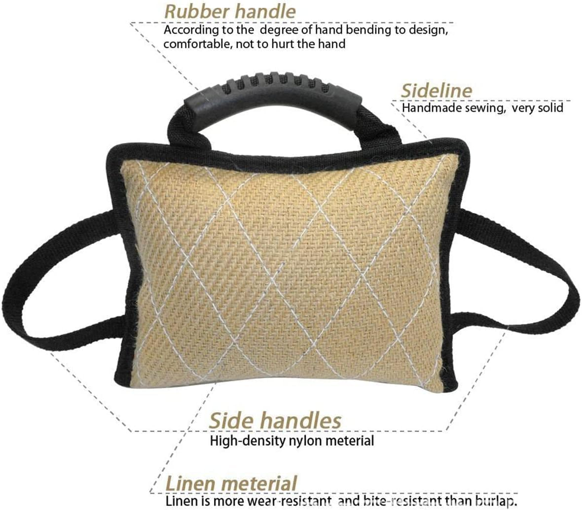 NCONCO Pet Dog Bite Tug Toys Durable Dog Linen Bite Pillow Dog Pull Toy with 3 Handles for Dog Training image number 2