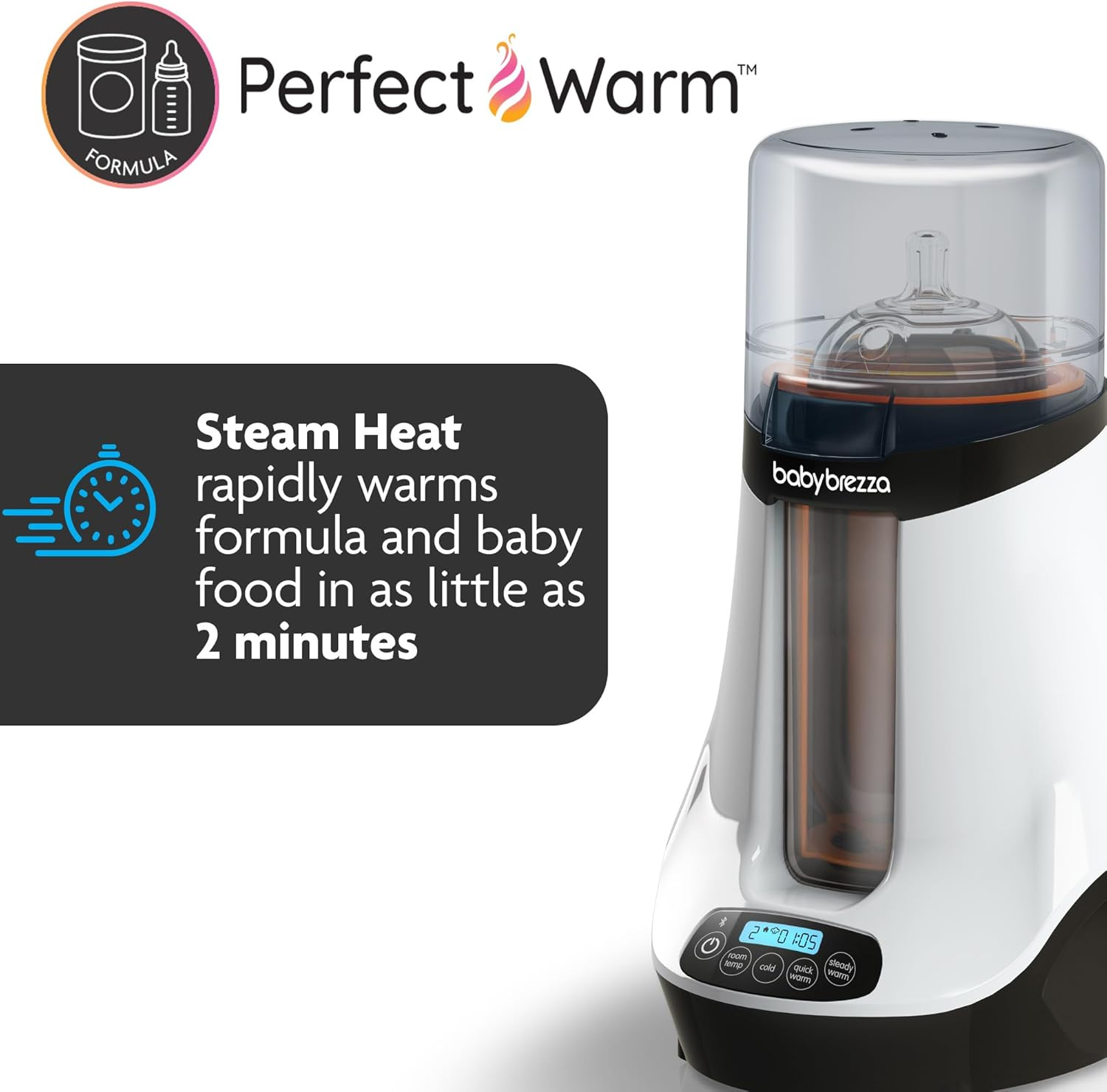 Baby Brezza Safe & Smart Electric Baby Bottle Warmer, Breastmilk Warmer + Baby Food Warmer + Defroster - Universal Warmer Fits All Feeding Bottles: Glass + Plastic &ndash; Wireless Bluetooth Control image number 5