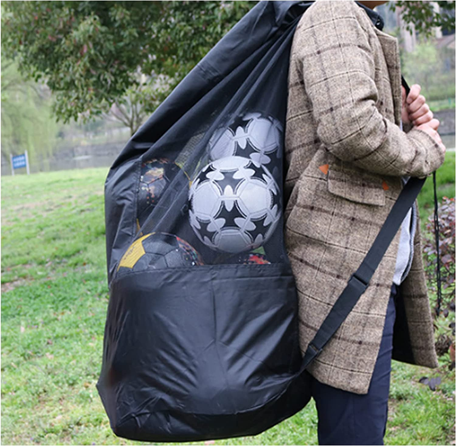 Extra Large Ball Bag Heavy Duty Mesh Soccer Ball Bag,Yenghome Drawstring Bags Hold Equipment for Basketball, Volleyball, Baseball,Football,Sports image number 4