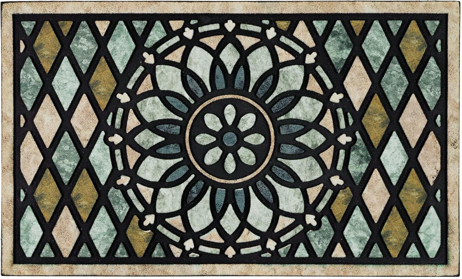 Blue Welcome Door Mat 60&times;90Cm Front Doormat Outdoors for Home Entrance Outdoors Mat for outside Entry Way Doormat Entry Rugs, Heavy Duty Toto Non Slip Rubber Back Low Profile 021