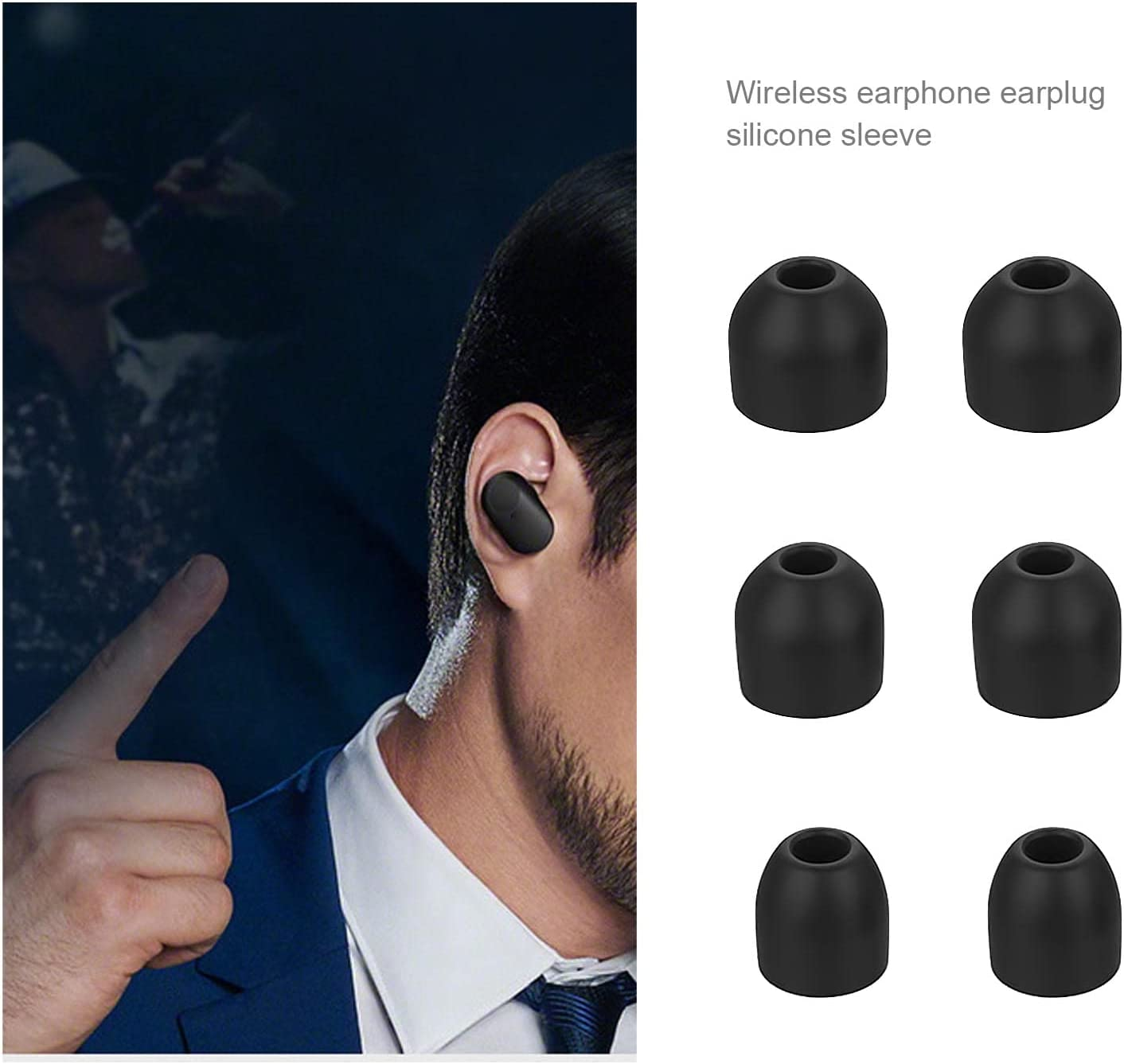 Emsea 7 Pairs Silicone Ear Buds Tips Replacement In-Ear Ear Sleeves Compatible with WF-1000XM3 / WF-1000XM4 Wireless Headphones Black Transparent XS S M L image number 5