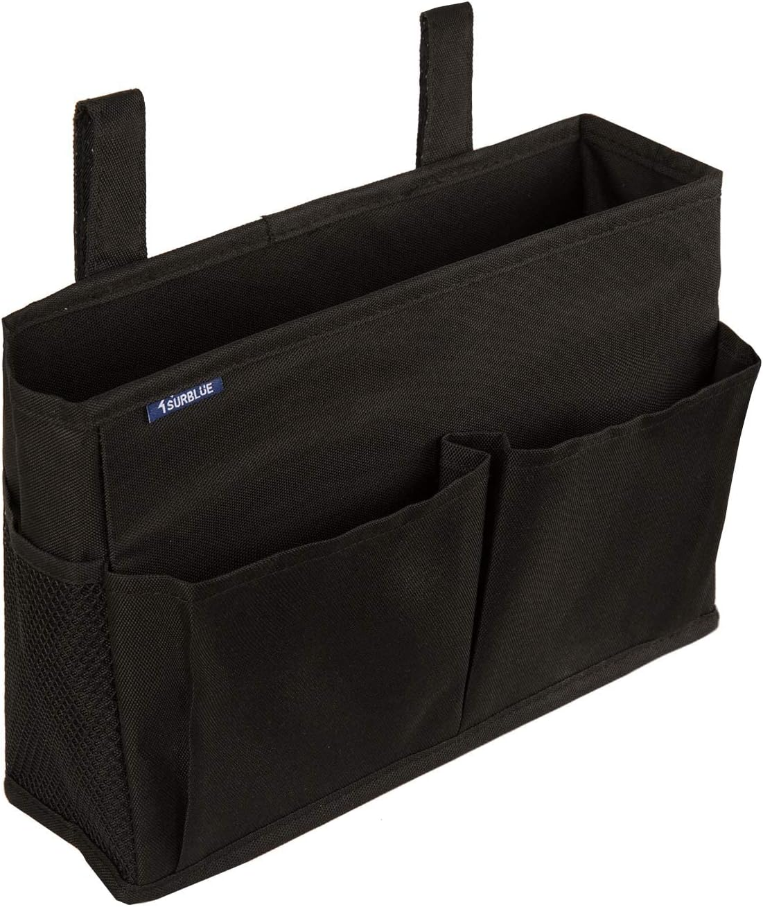 Surblue Bedside Caddy Hanging Bed Organizer Storage Bag Pocket for Bunk and Hospital Beds, College Dorm Rooms Baby Bed Rails, Camp 4 Pockets and 2 Hooks (Blue)