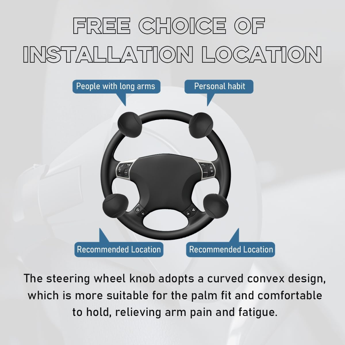 Car Steering Wheel Knob, Non-Slip Silicone Steering Wheel Spinner Knob, 360&deg; Rotatable Steering Wheel Aids Power Handles, Universal Interior Decor Car Accessories image number 3