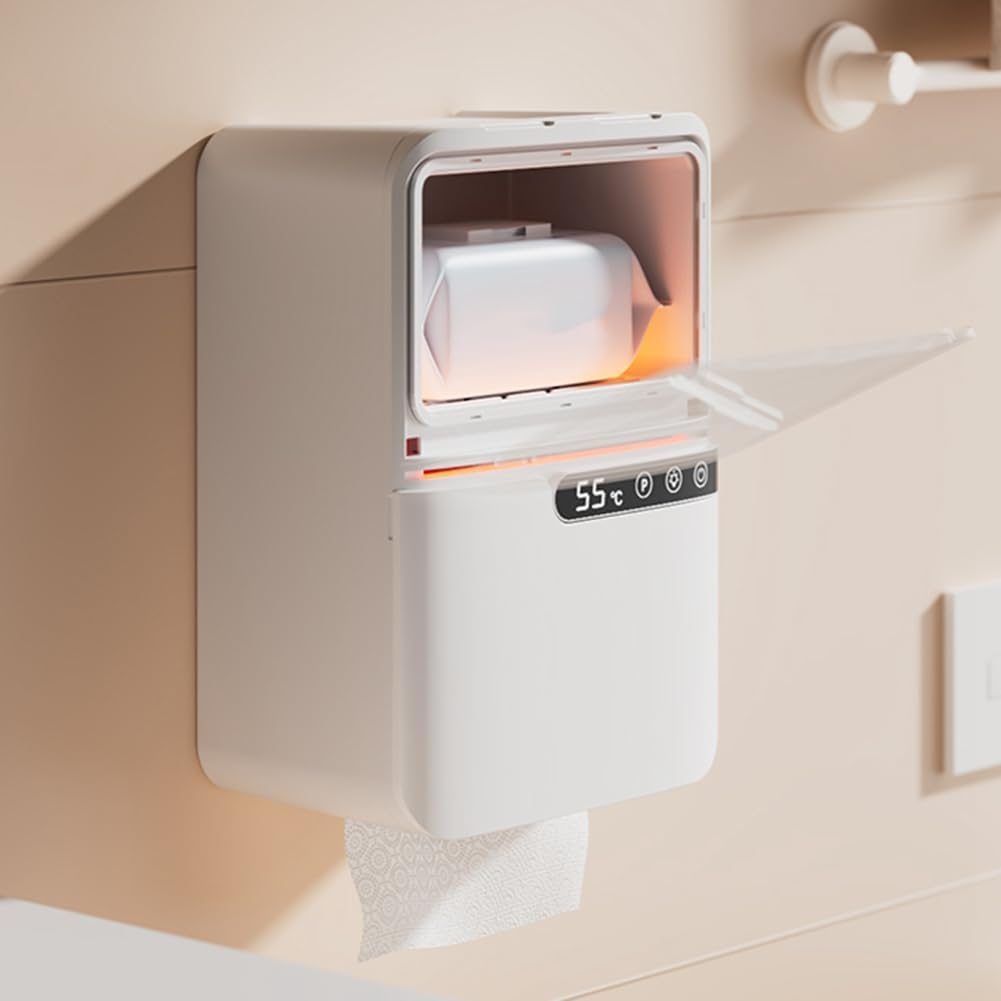 Wall Mounted Wet Wipe Heater Warmer with LED Display Wet Towel Dispenser USB Wipe Warmer Napkin Heating Box image number 2