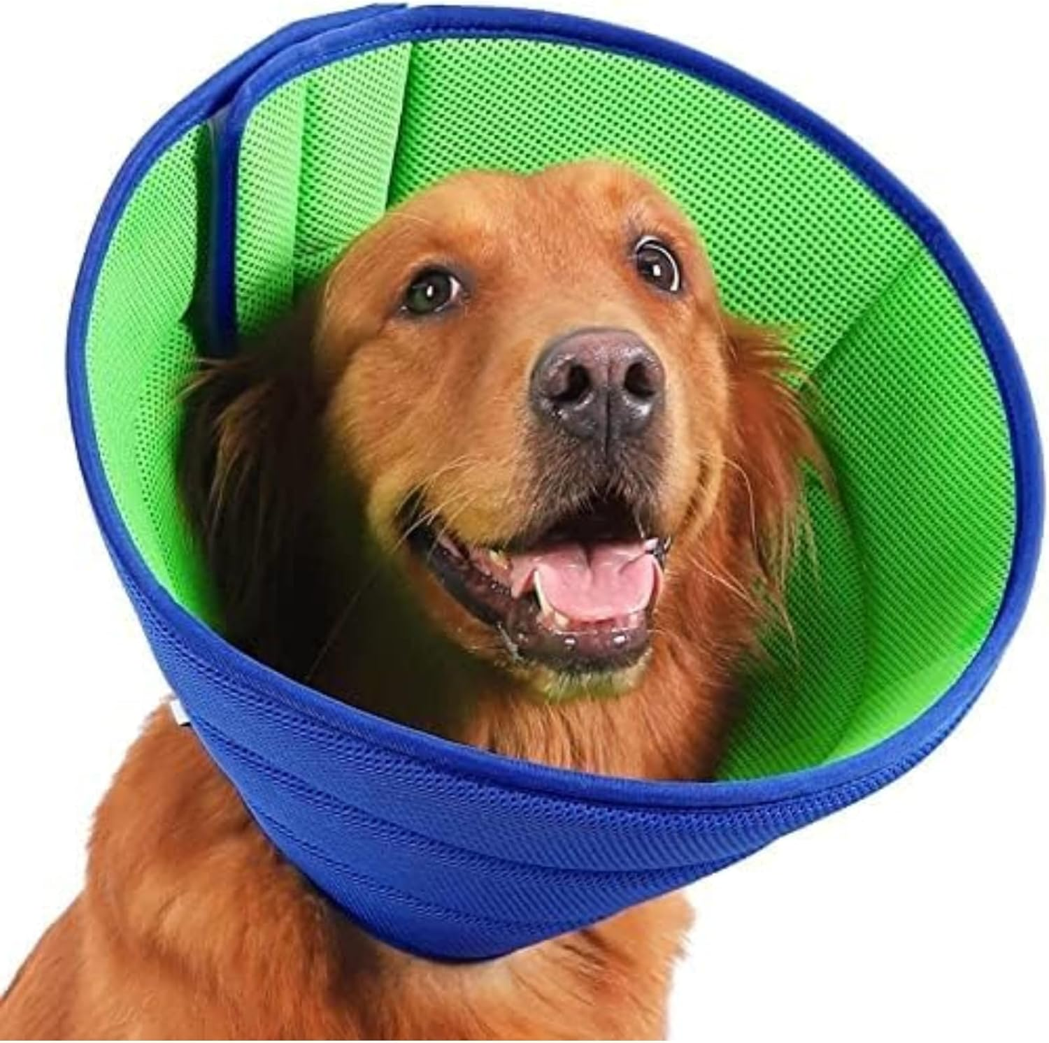 Luojinluoda Dog Cone, Agemin Recovery Collar Cone Adjustable Size, for Dog Wound Protection and Post-Surgery Care, Soft Fabric Anti-Licking Collar (Blue, M(Neck:11.8-13.8In)) image number 6