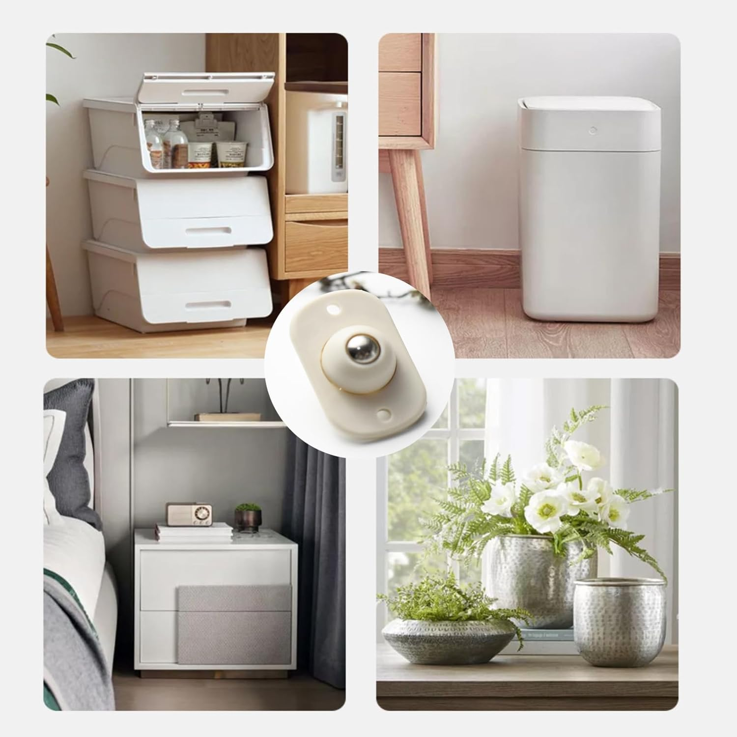 4PCS Self Adhesive Mini Swivel Caster Wheels, 360&deg;Rotation Universal Wheel,Paste Type Ball Caster for Small Furniture Various Storage Boxes image number 1