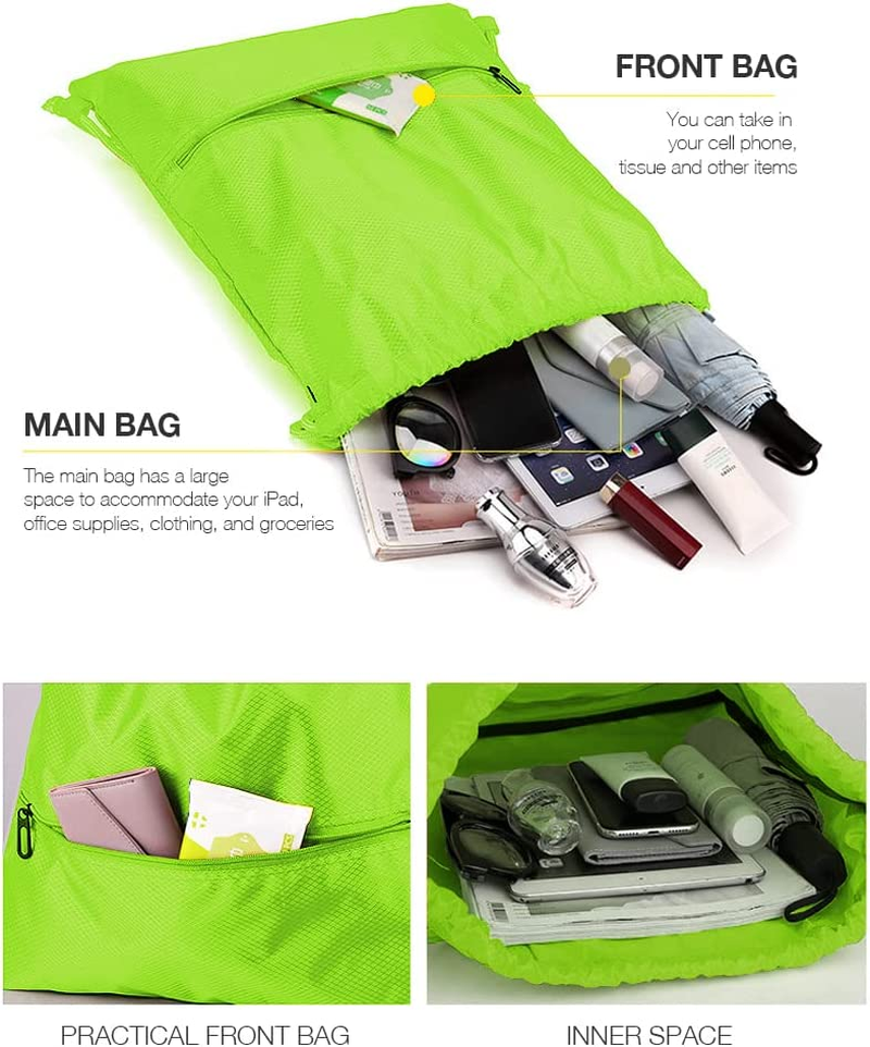 Drawstring Bag, Waterproof Drawstring Bag for Sports and Fitness, Swimming Bag for Men, Women and Children, String Bag with Zipper image number 3